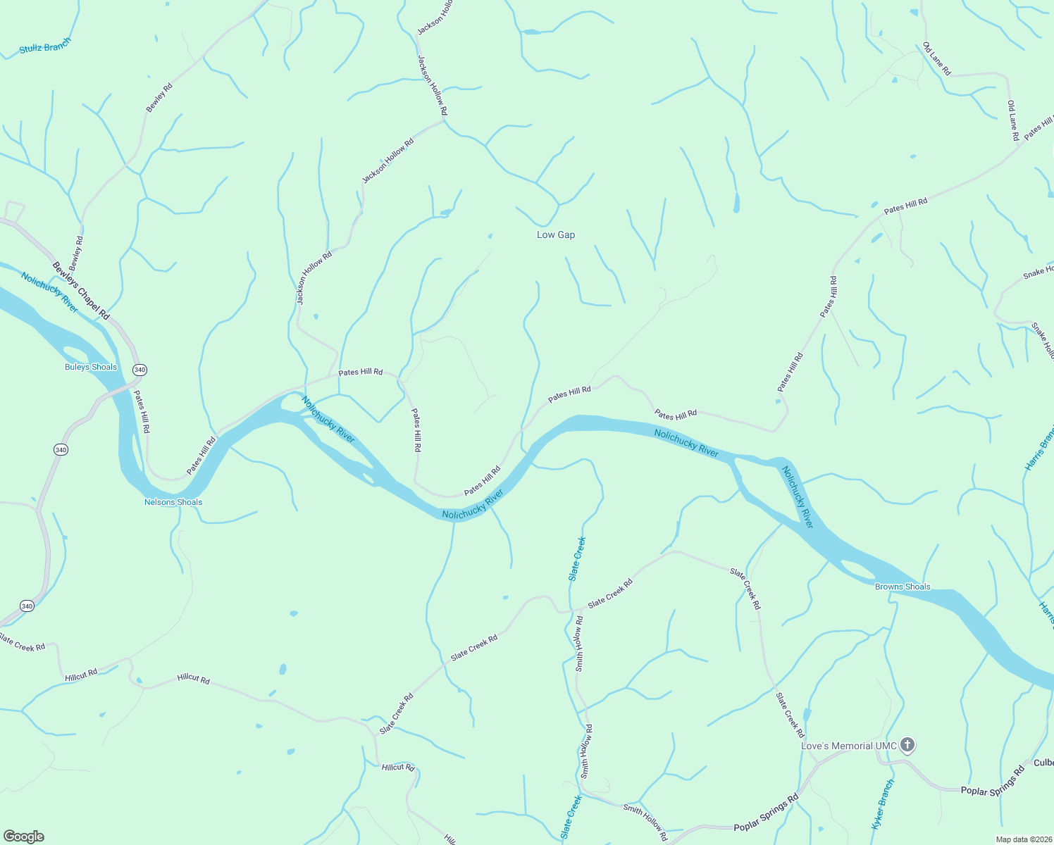 map of restaurants, bars, coffee shops, grocery stores, and more near 3119 Pates Hill Road in Mosheim