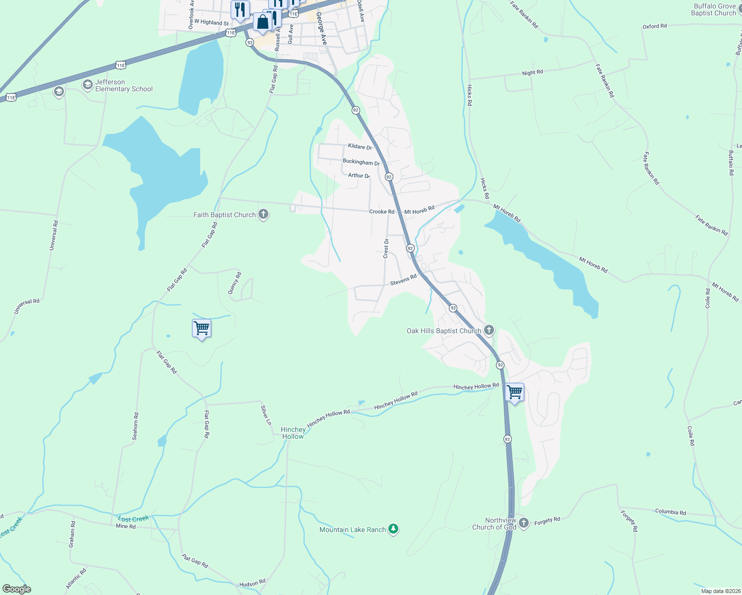map of restaurants, bars, coffee shops, grocery stores, and more near 473 Stevens Road in Jefferson City