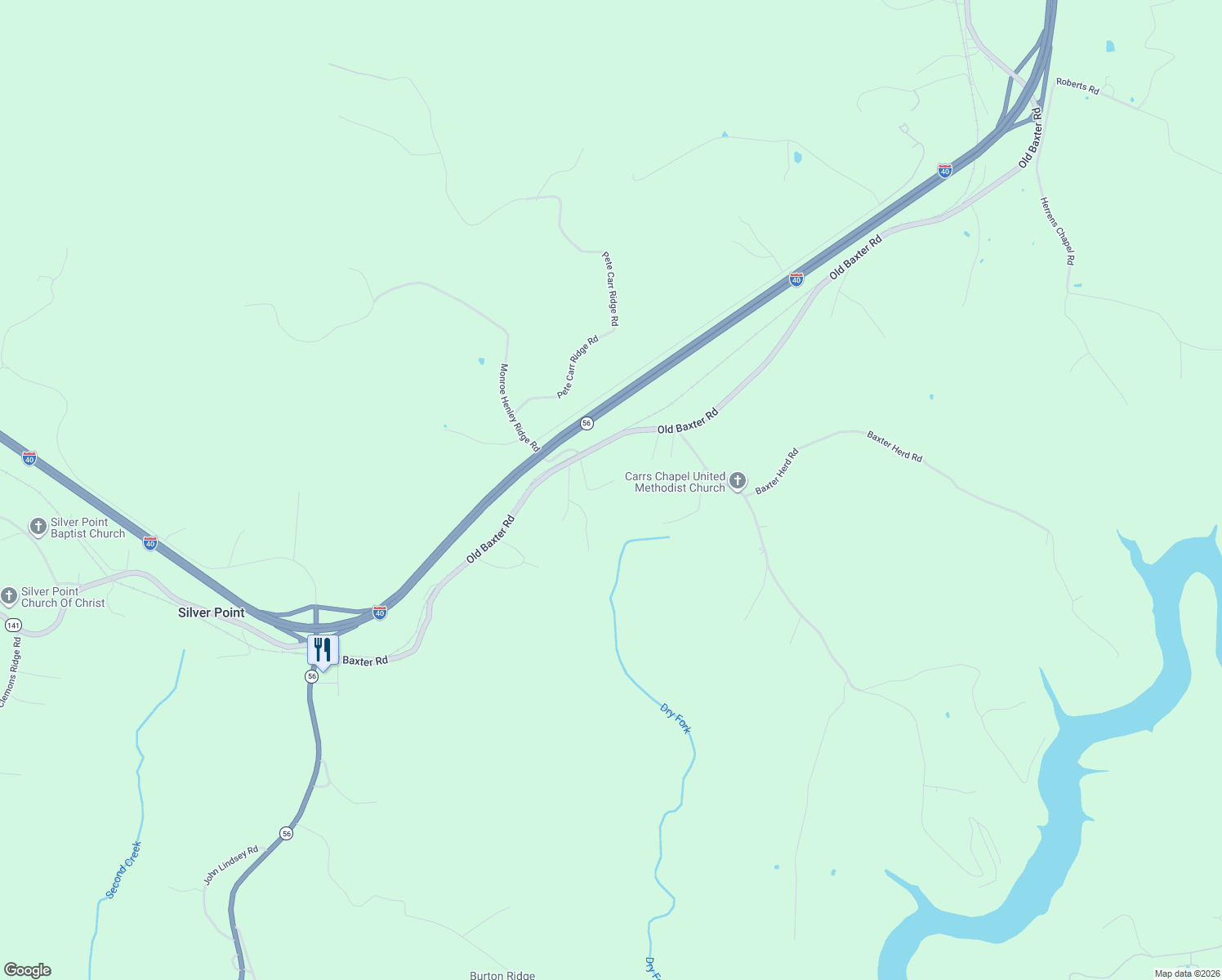 map of restaurants, bars, coffee shops, grocery stores, and more near 13660 Herald Road in Silver Point