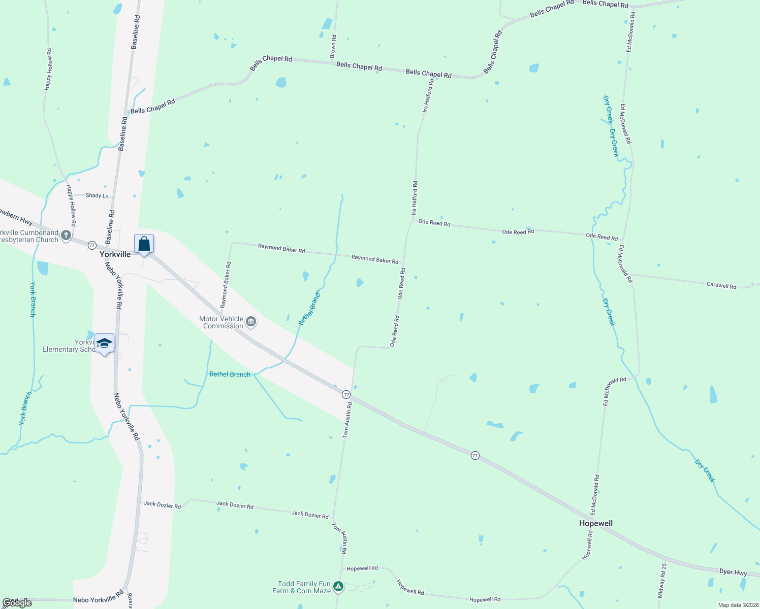 map of restaurants, bars, coffee shops, grocery stores, and more near 67 Ode Reed Rd in Dyer