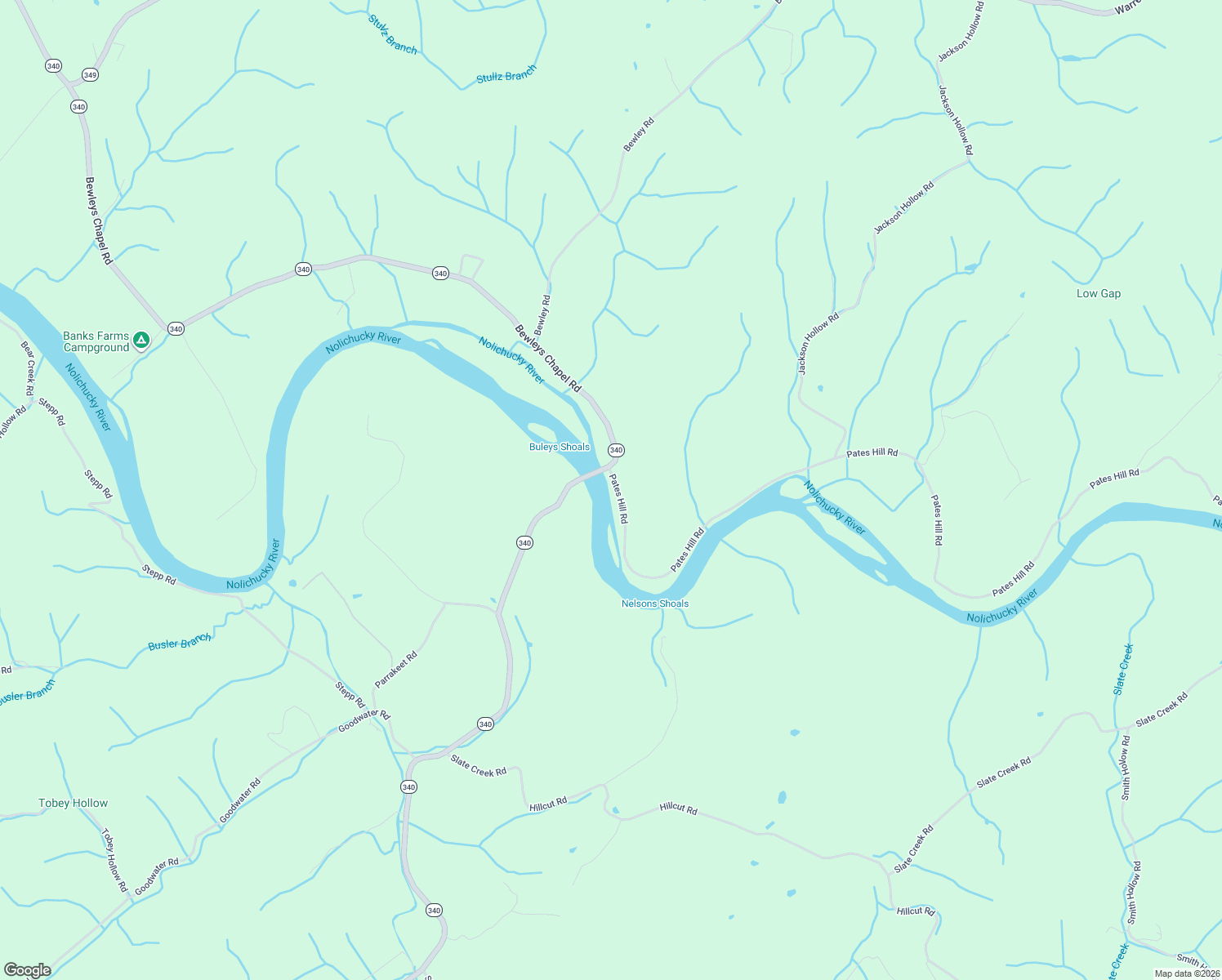 map of restaurants, bars, coffee shops, grocery stores, and more near 5250 Pates Hill Road in Mosheim