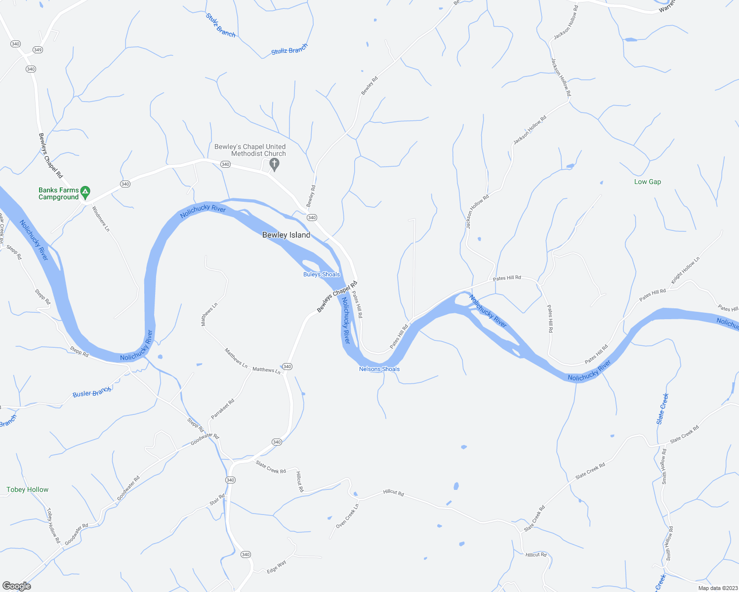 map of restaurants, bars, coffee shops, grocery stores, and more near 5250 Pates Hill Road in Mosheim