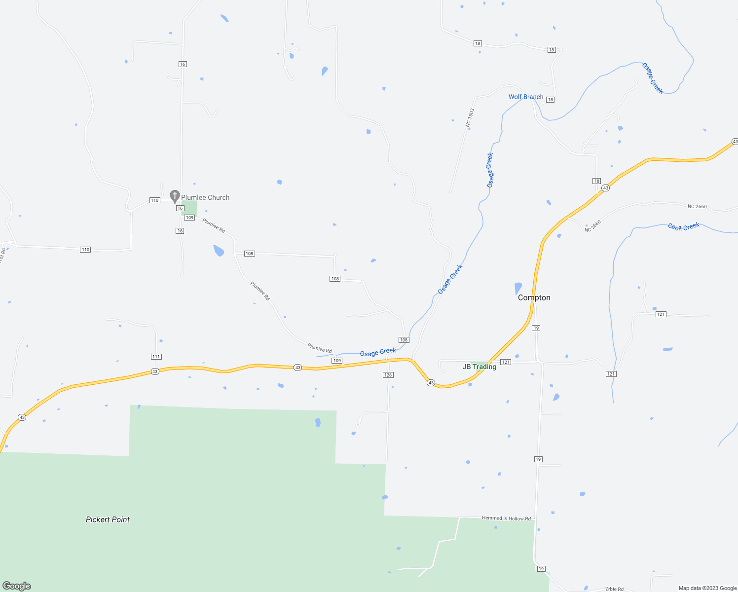 map of restaurants, bars, coffee shops, grocery stores, and more near County Road 108 in Compton