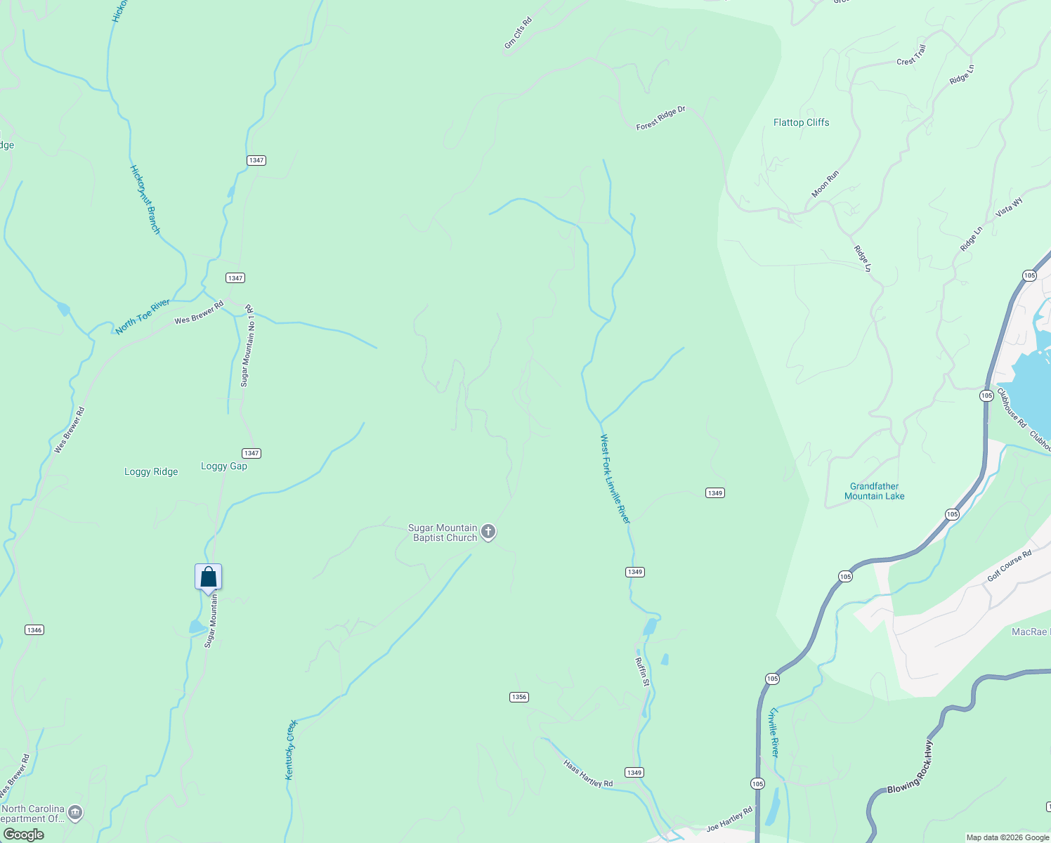 map of restaurants, bars, coffee shops, grocery stores, and more near 2221 Sugar Mountain 2 Road in Newland