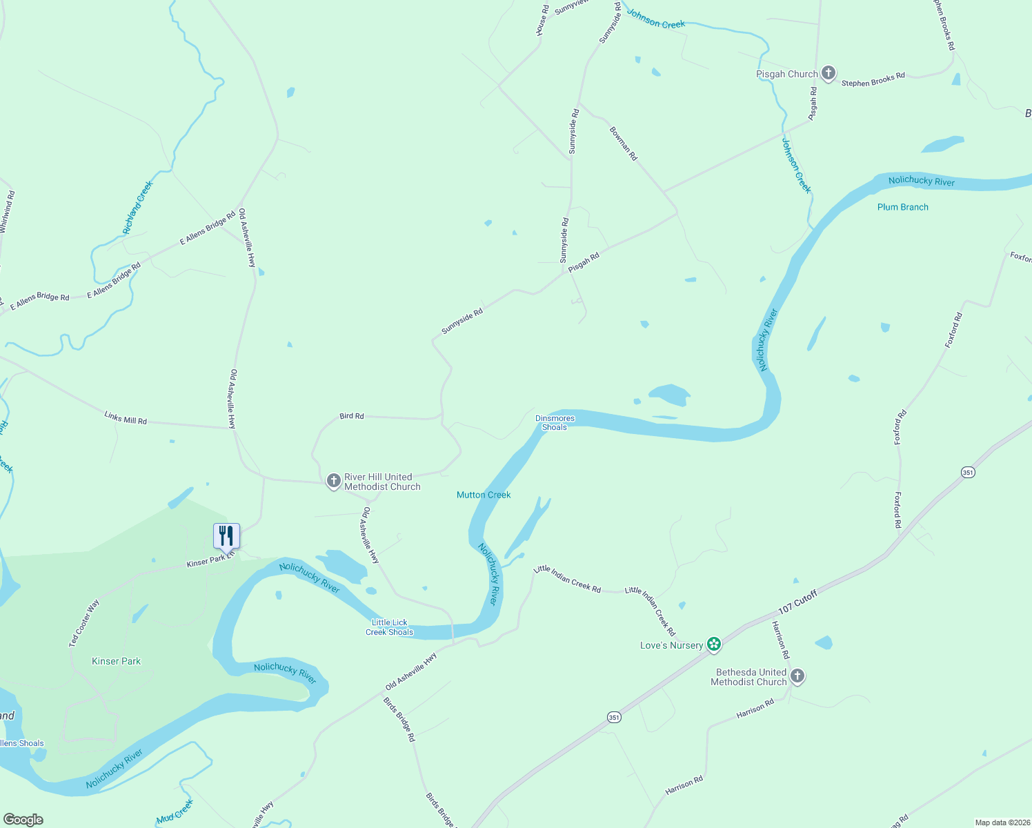 map of restaurants, bars, coffee shops, grocery stores, and more near 335 Dominique Lane in Greeneville