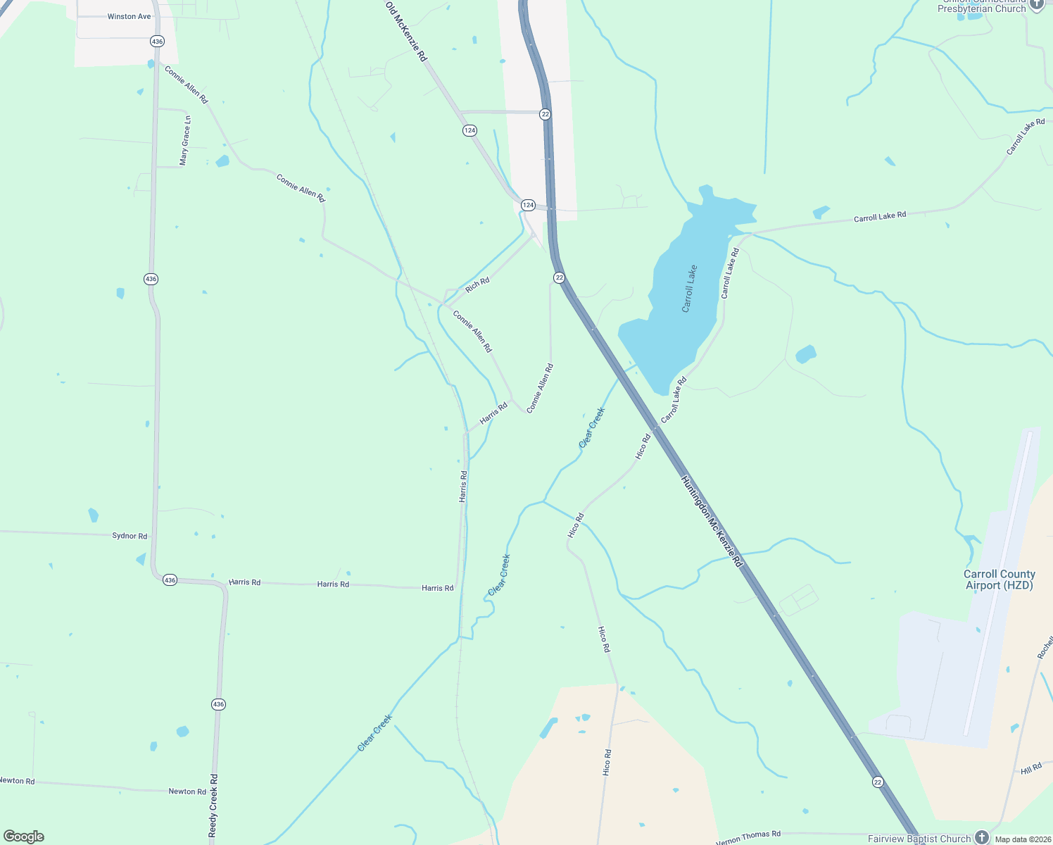 map of restaurants, bars, coffee shops, grocery stores, and more near 505 Connie Allen Road in McKenzie