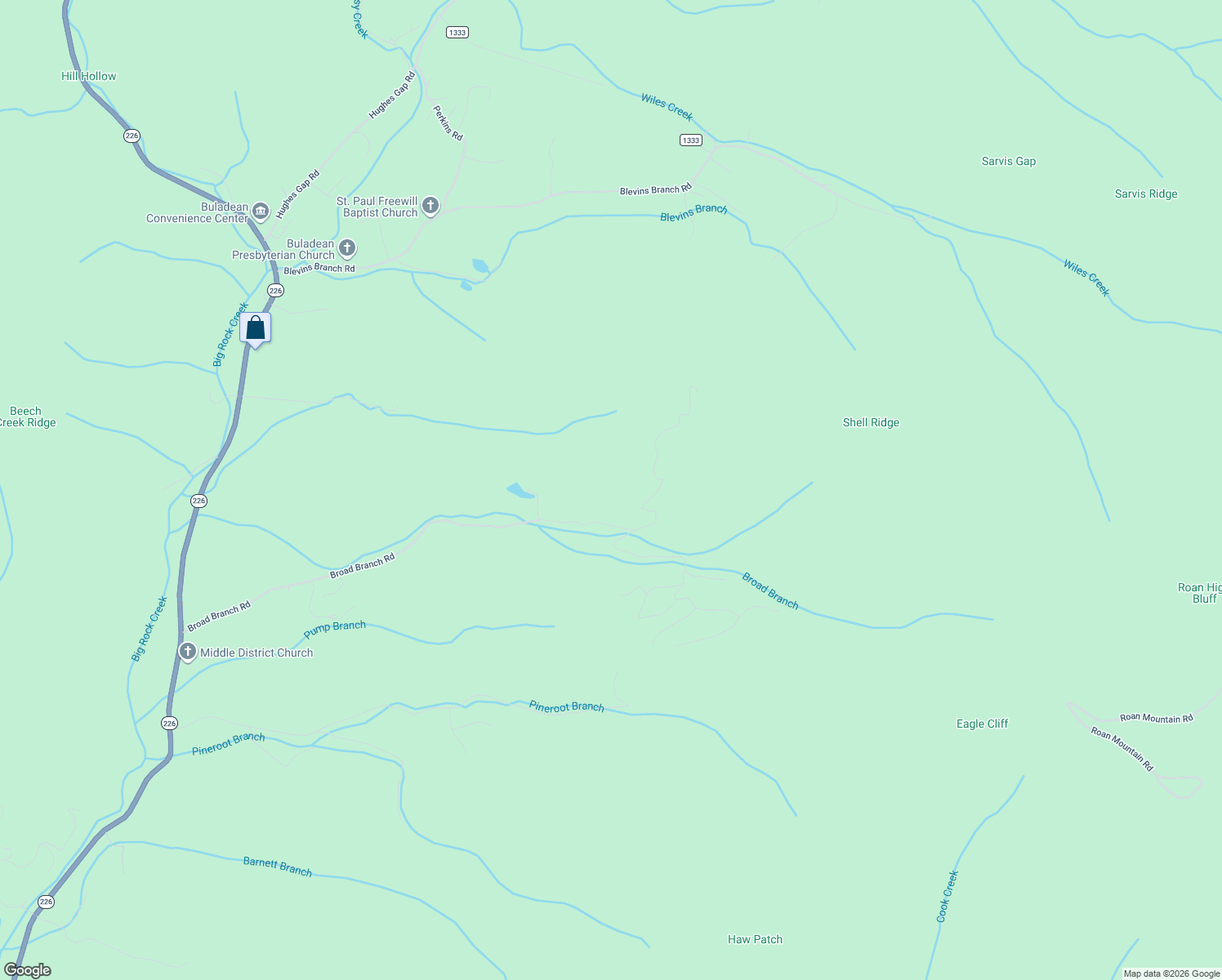 map of restaurants, bars, coffee shops, grocery stores, and more near 178 Amber Drive in Bakersville