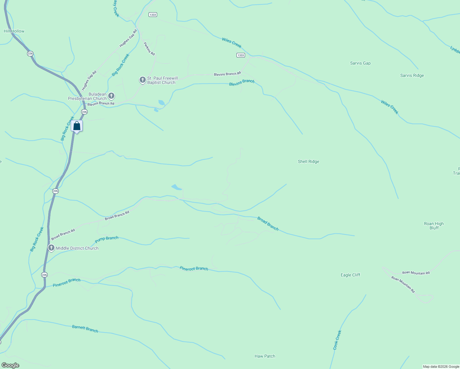 map of restaurants, bars, coffee shops, grocery stores, and more near in Bakersville