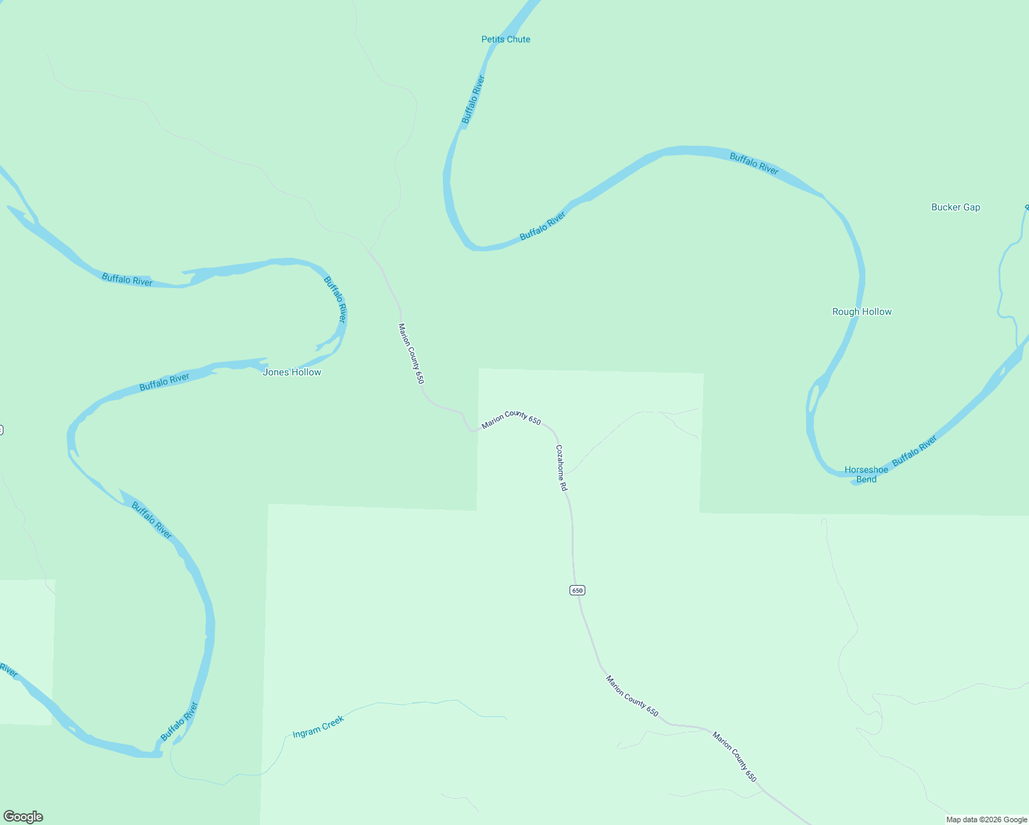 map of restaurants, bars, coffee shops, grocery stores, and more near County Road 650 in Flippin