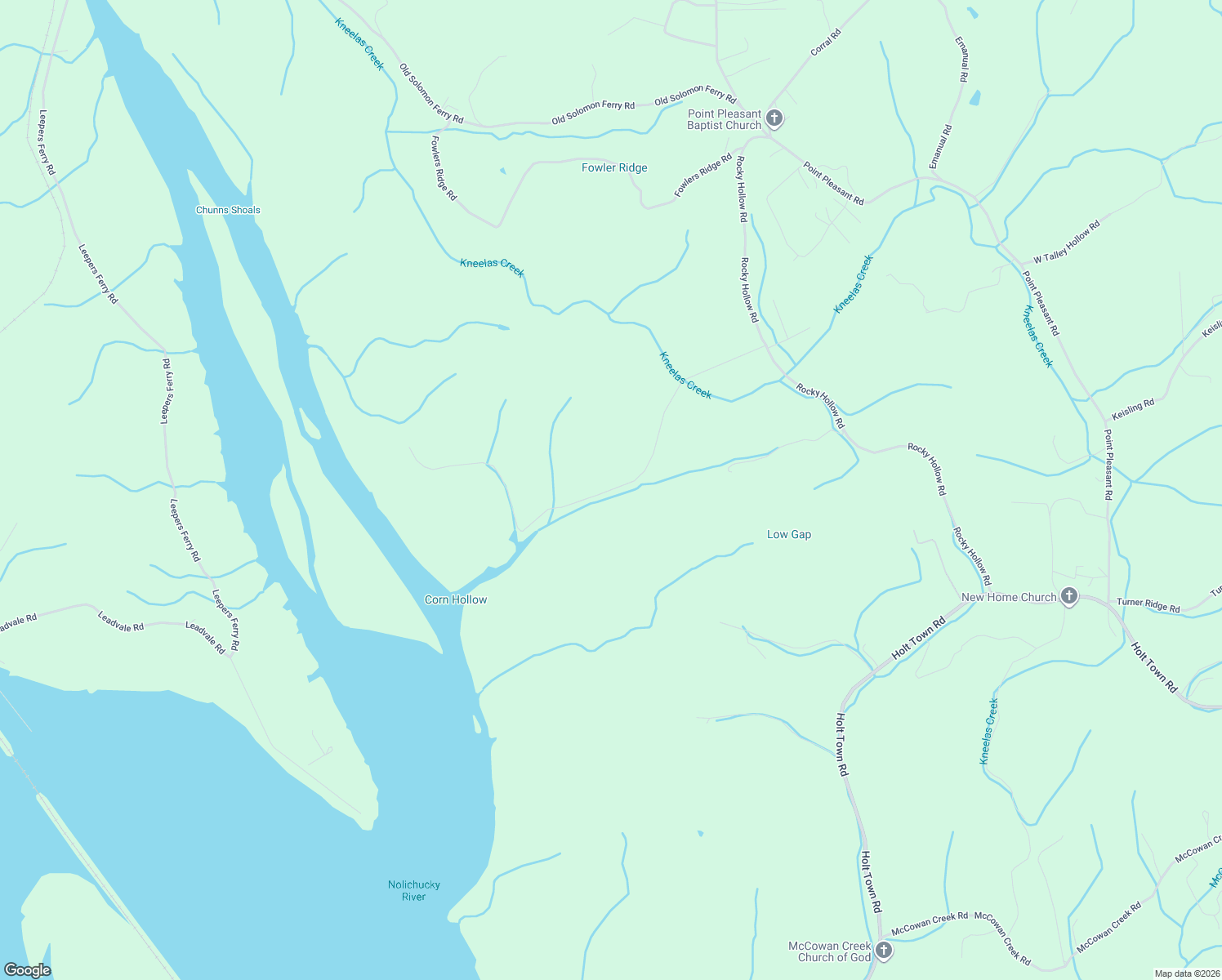 map of restaurants, bars, coffee shops, grocery stores, and more near Corn Hollow Road in Cocke County