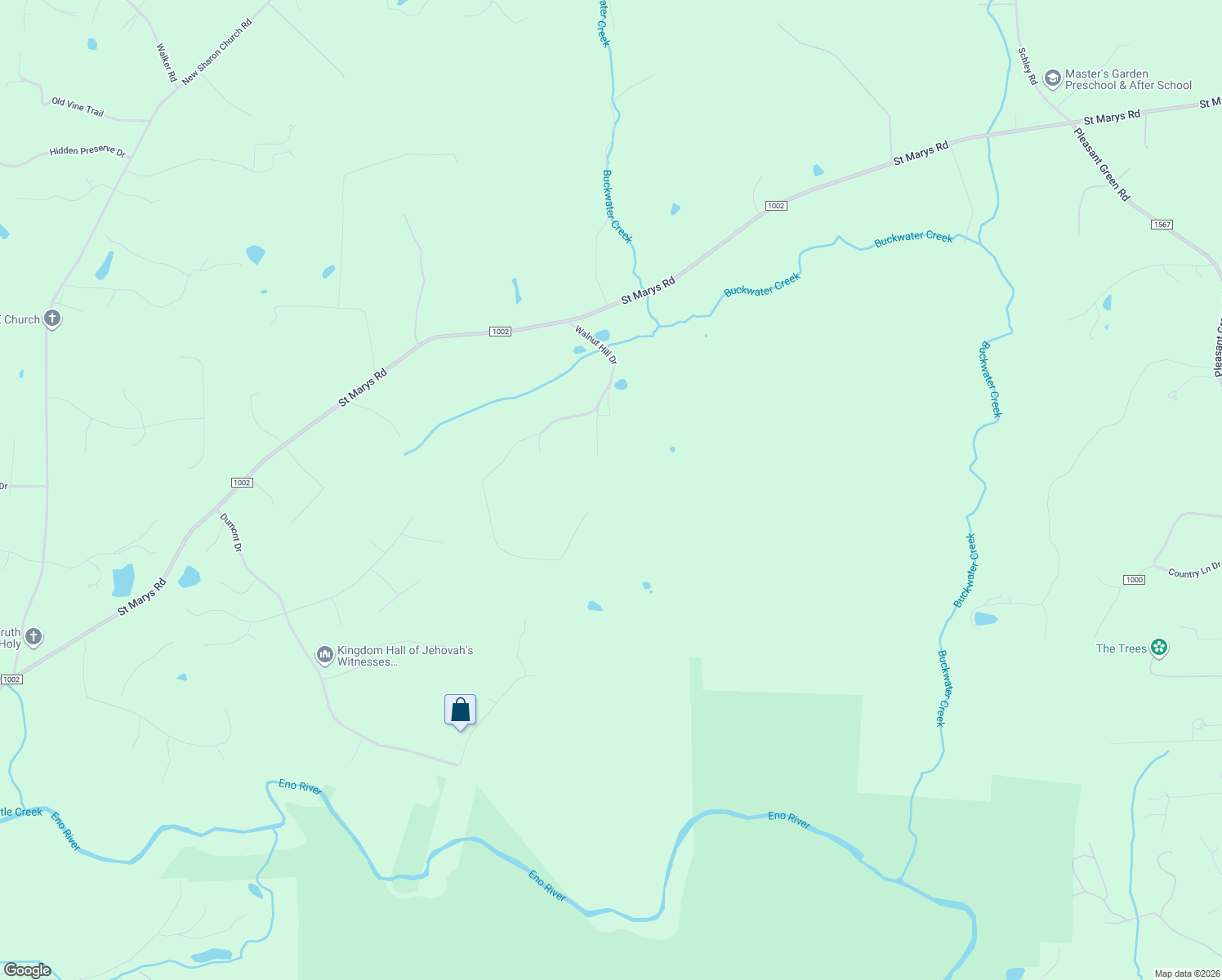 map of restaurants, bars, coffee shops, grocery stores, and more near 1111 Walnut Hill Drive in Hillsborough