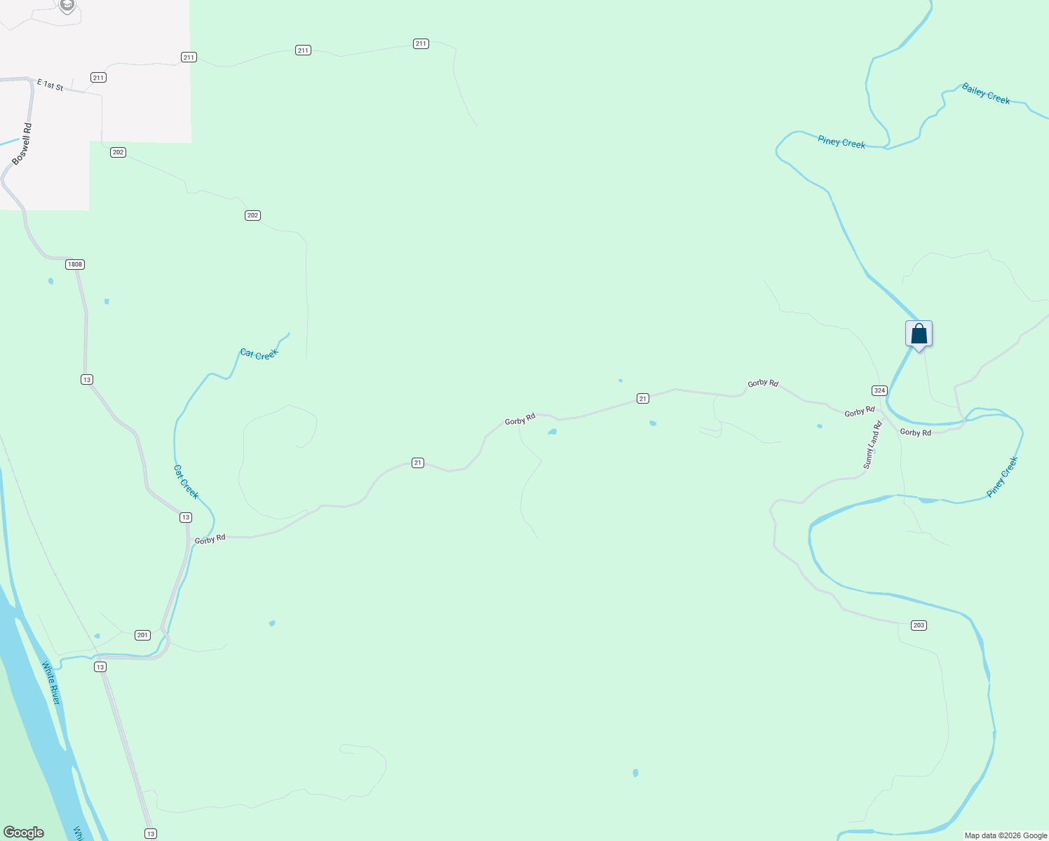 map of restaurants, bars, coffee shops, grocery stores, and more near County Road 21 in Calico Rock
