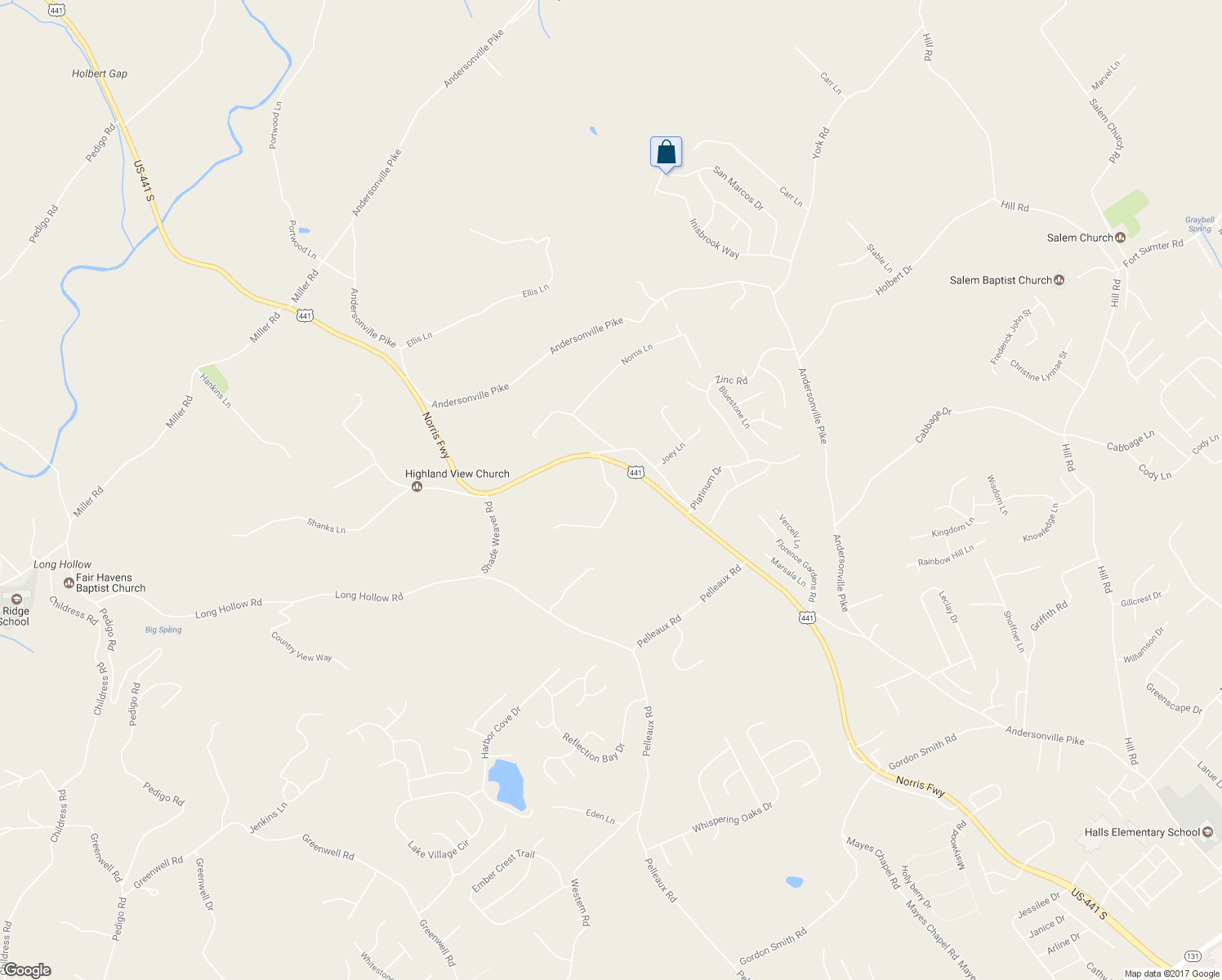 map of restaurants, bars, coffee shops, grocery stores, and more near 3333 Weaver Cemetery Road in Knoxville