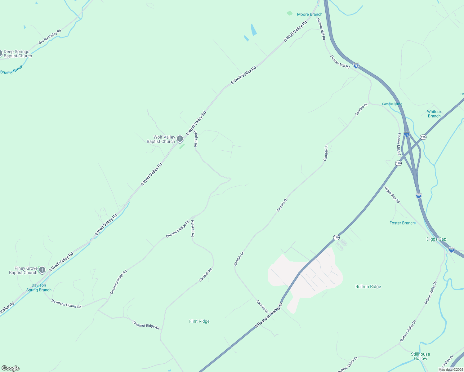 map of restaurants, bars, coffee shops, grocery stores, and more near 136 Frank Williams Lane in Heiskell