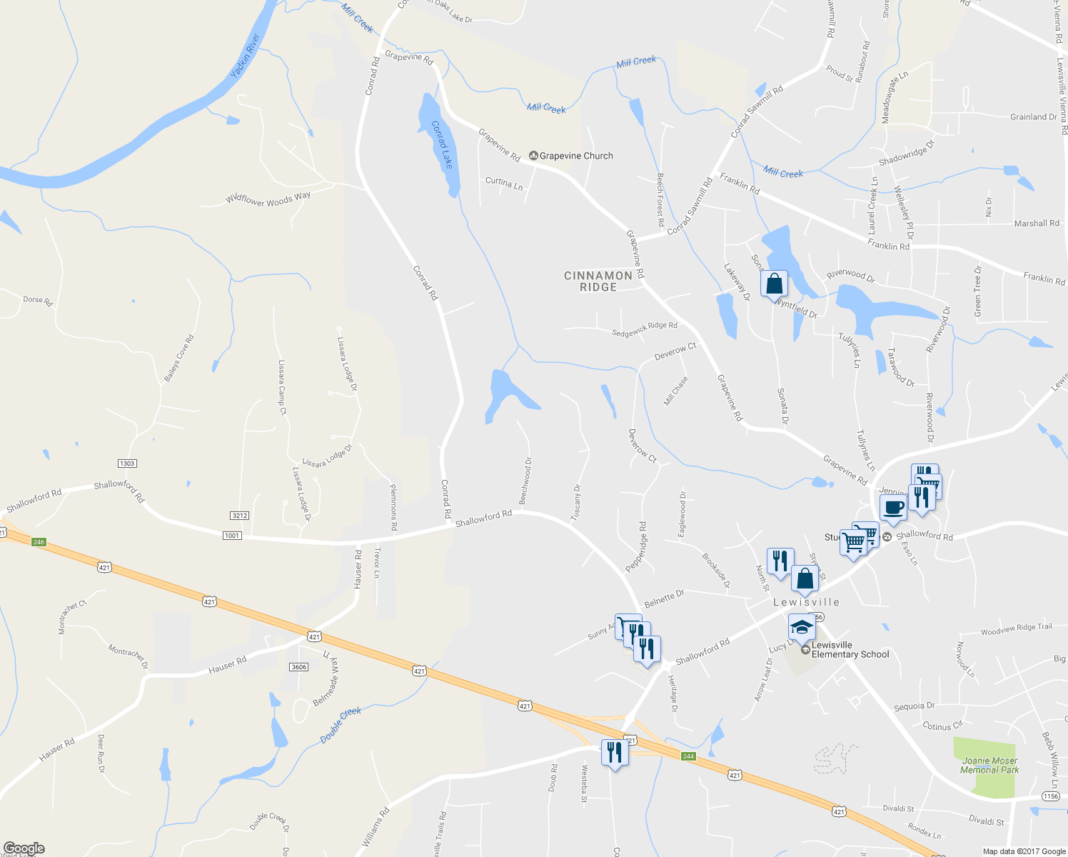 map of restaurants, bars, coffee shops, grocery stores, and more near 91 Beechwood Drive in Lewisville