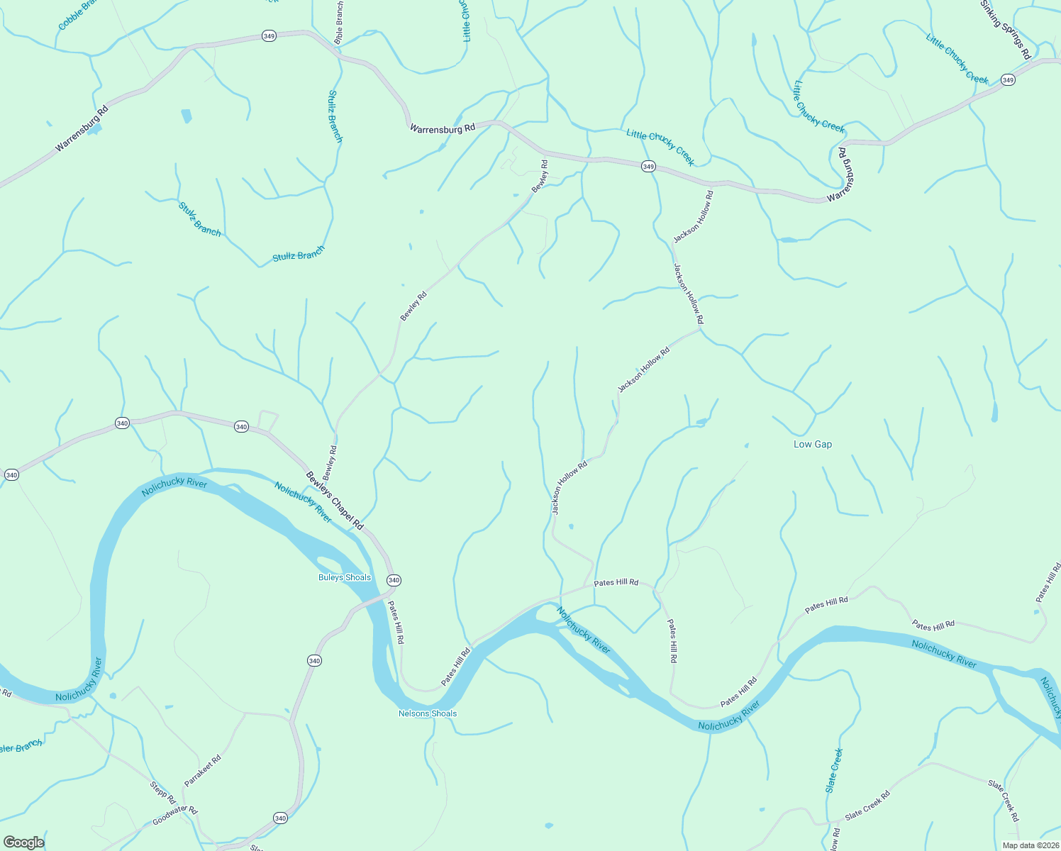 map of restaurants, bars, coffee shops, grocery stores, and more near 1220 Jackson Hollow Road in Mosheim