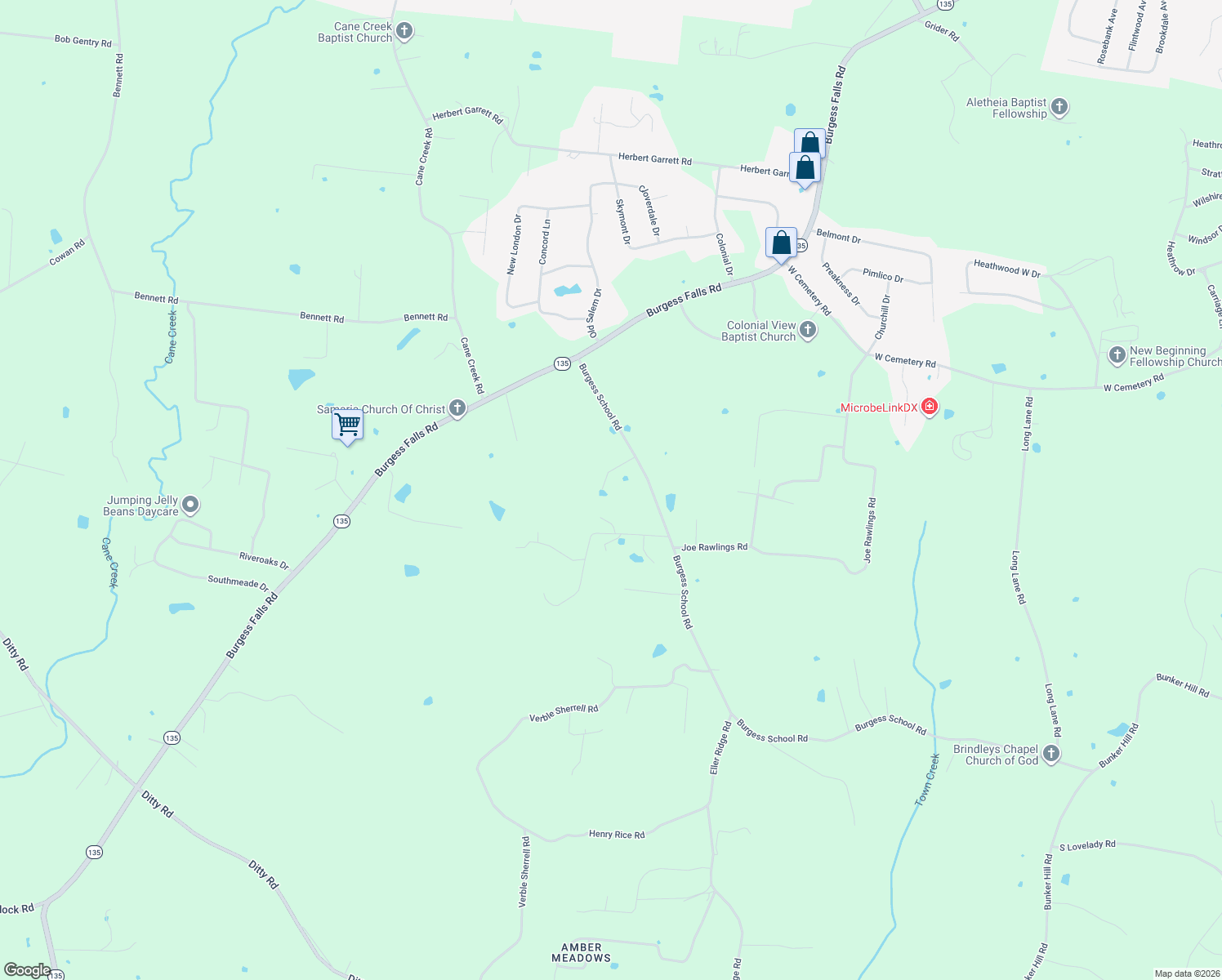 map of restaurants, bars, coffee shops, grocery stores, and more near 2158 Wynd Walker Drive in Cookeville
