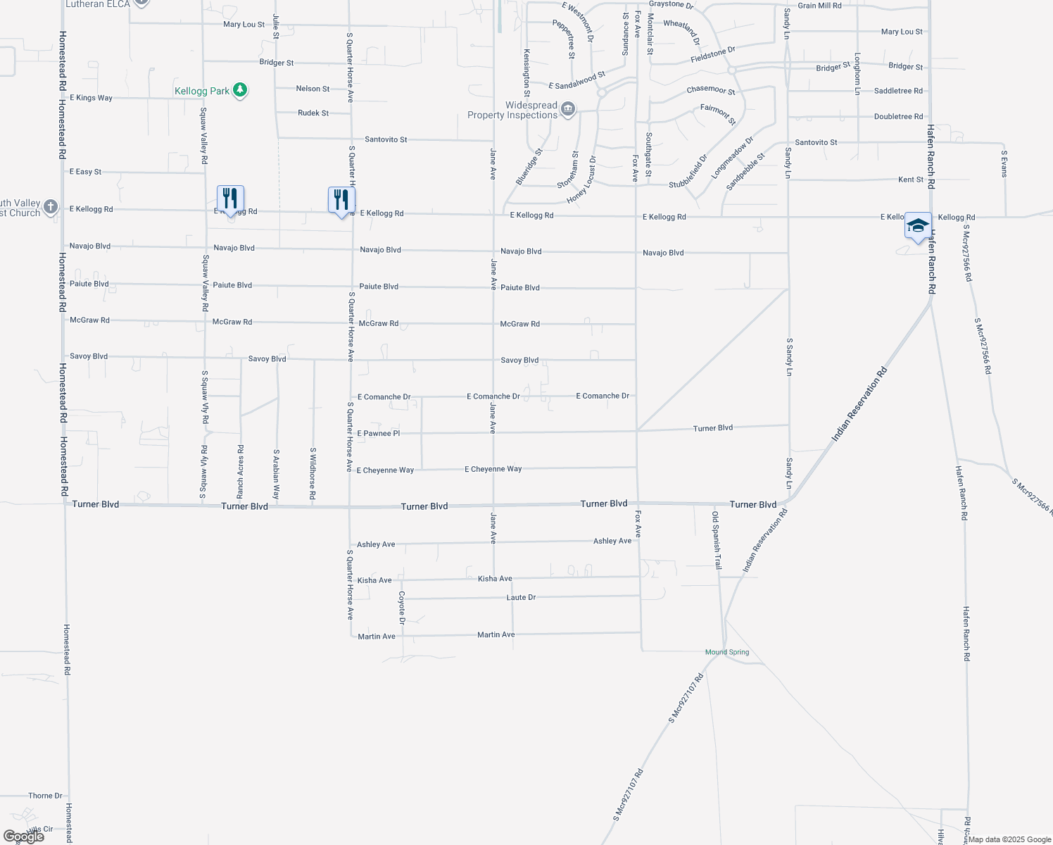 map of restaurants, bars, coffee shops, grocery stores, and more near 4600 Pawnee Place in Pahrump