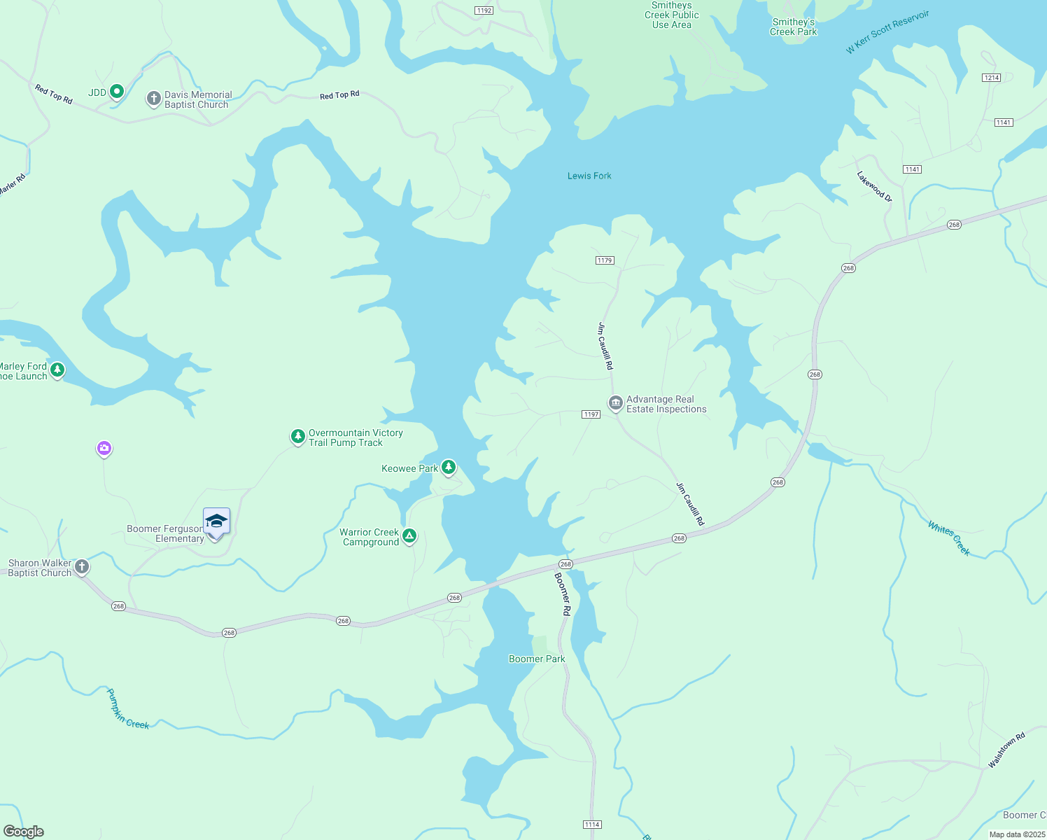 map of restaurants, bars, coffee shops, grocery stores, and more near 105 Adams Lane in Wilkesboro