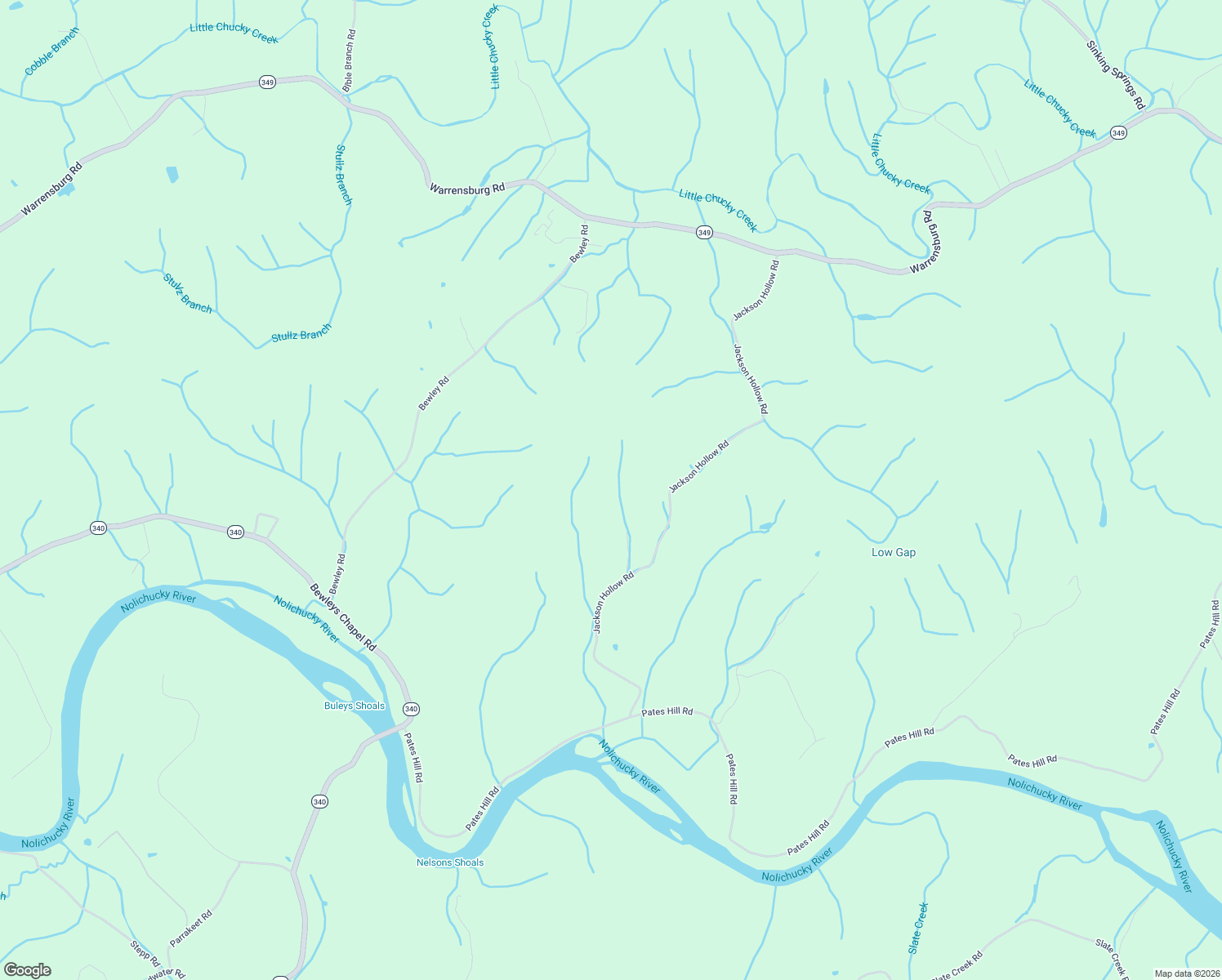 map of restaurants, bars, coffee shops, grocery stores, and more near 1220 Jackson Hollow Rd in Mosheim