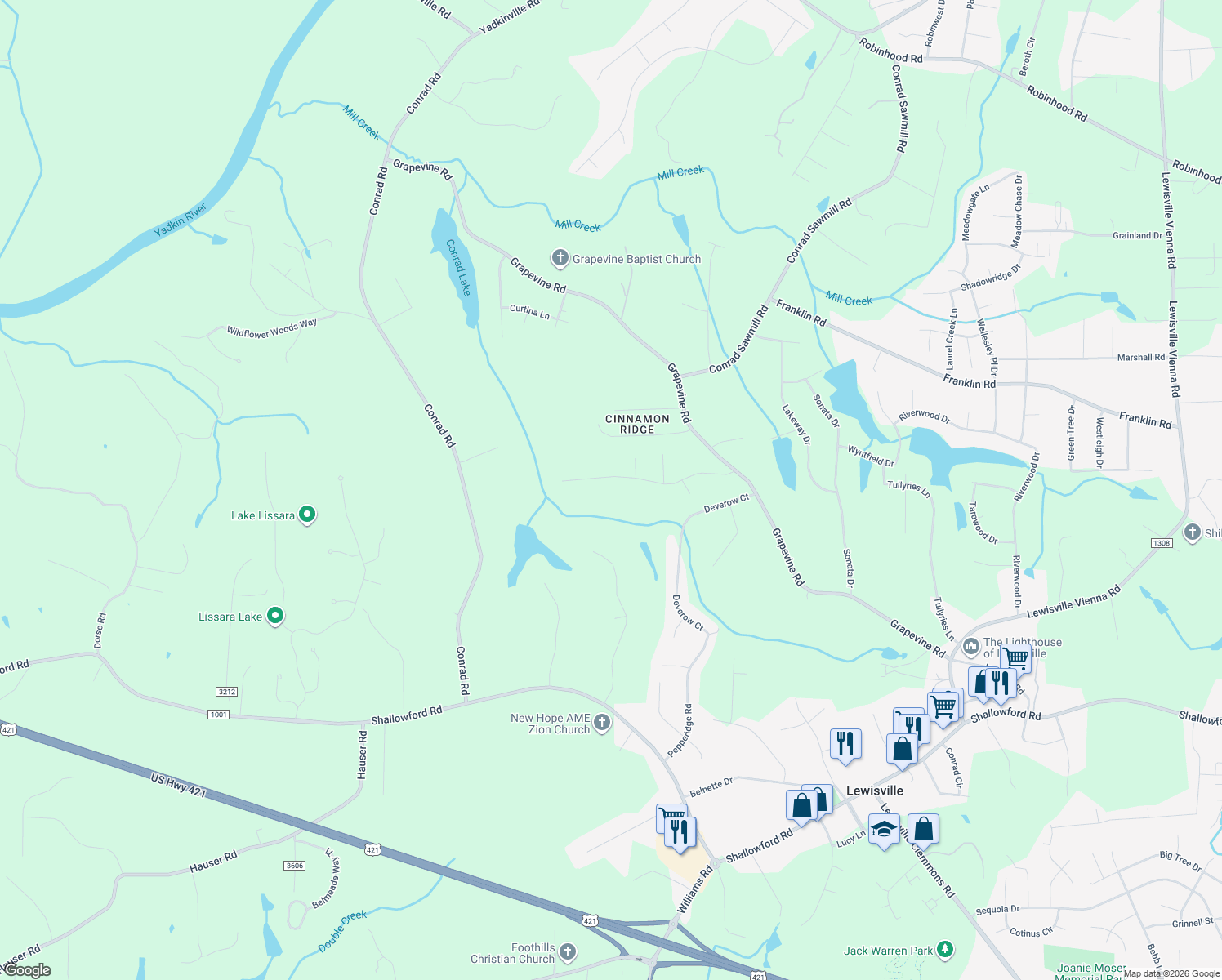 map of restaurants, bars, coffee shops, grocery stores, and more near 7690 Sedgewick Ridge Road in Lewisville