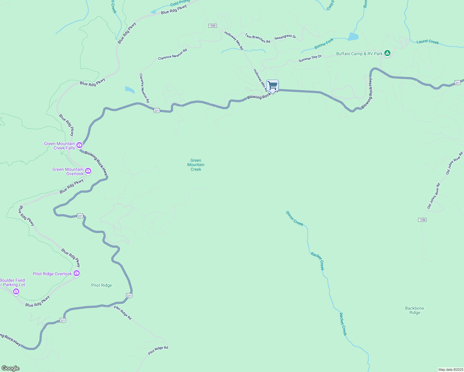 map of restaurants, bars, coffee shops, grocery stores, and more near 7950 Stack Ridge Road in Blowing Rock