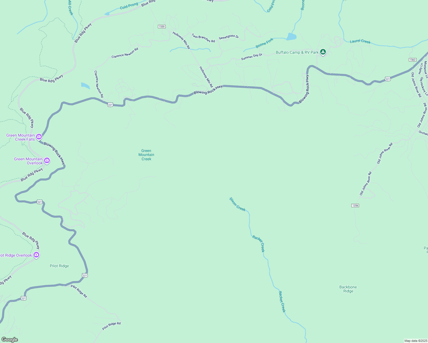 map of restaurants, bars, coffee shops, grocery stores, and more near 7950 Stack Ridge Road in Blowing Rock