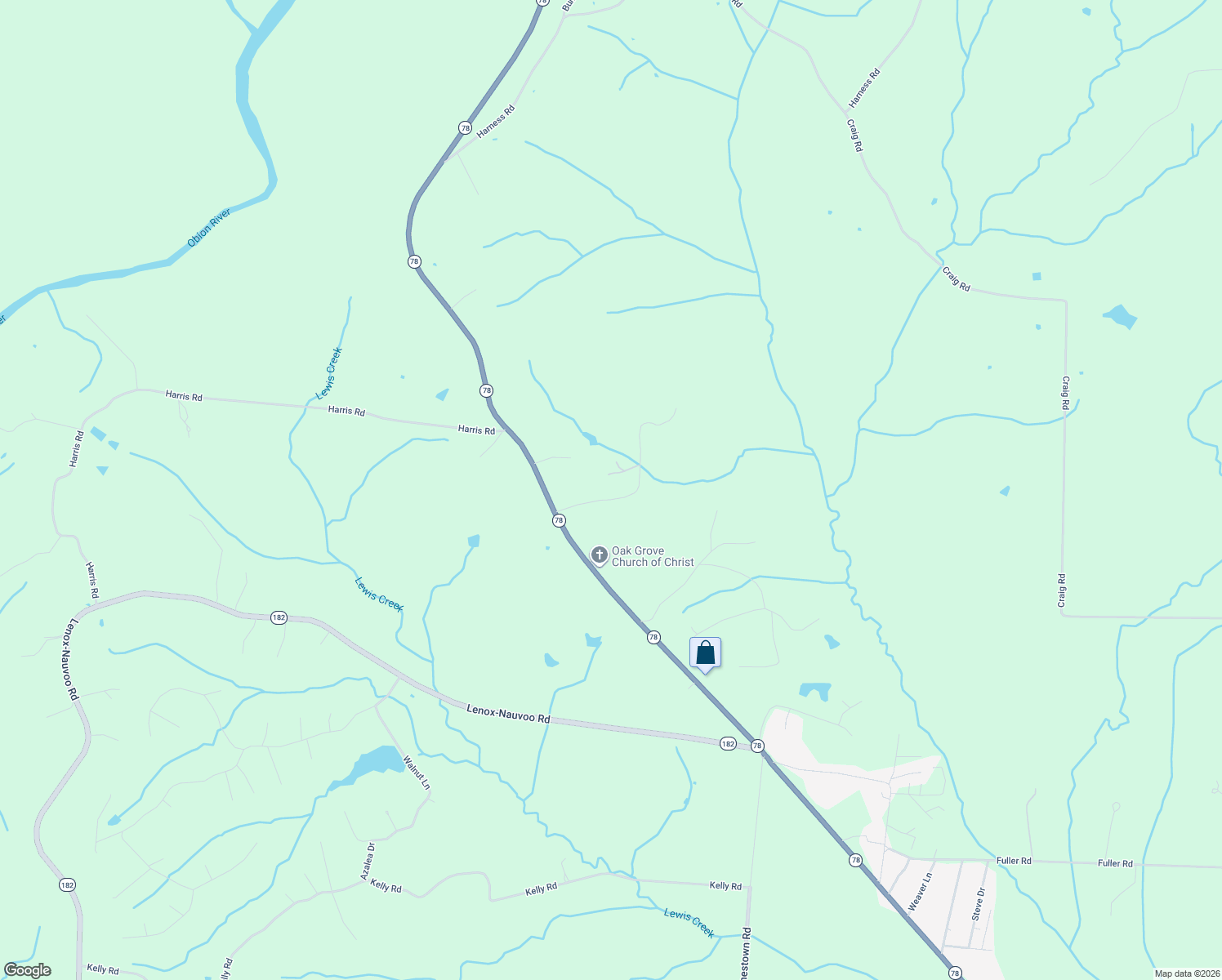 map of restaurants, bars, coffee shops, grocery stores, and more near 278 Lakewood Drive in Dyersburg