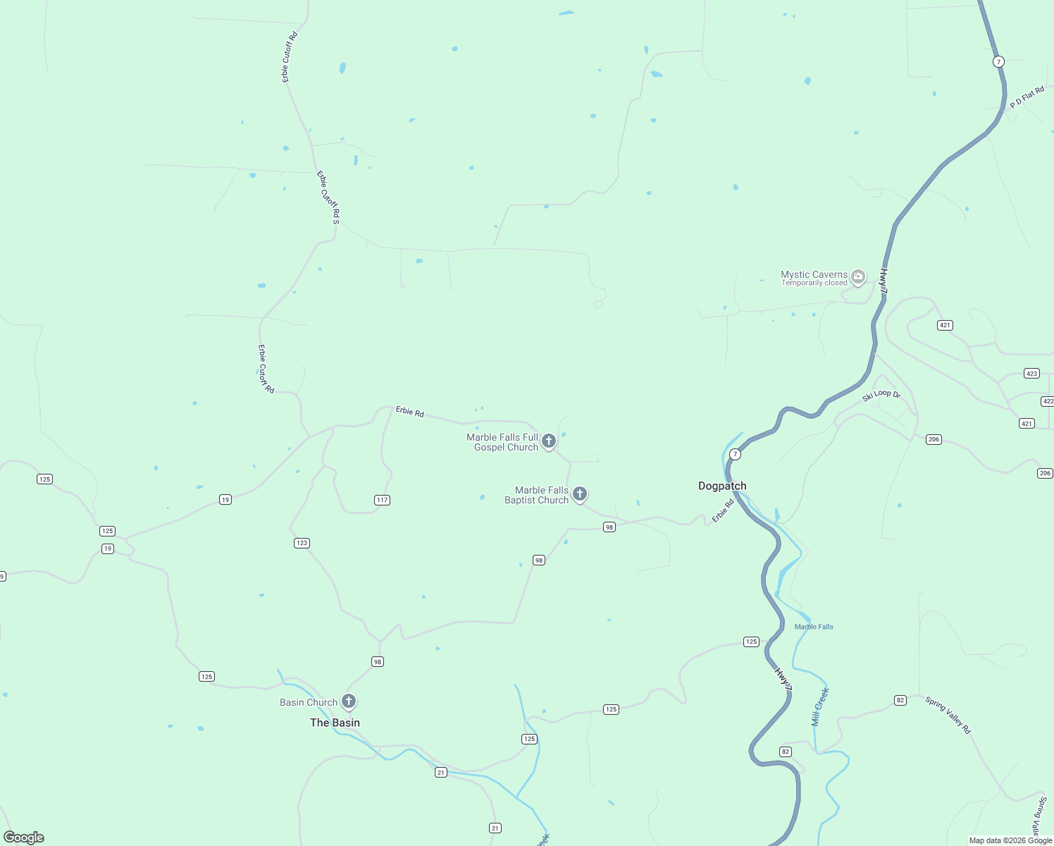 map of restaurants, bars, coffee shops, grocery stores, and more near County Road 19 in Newton County