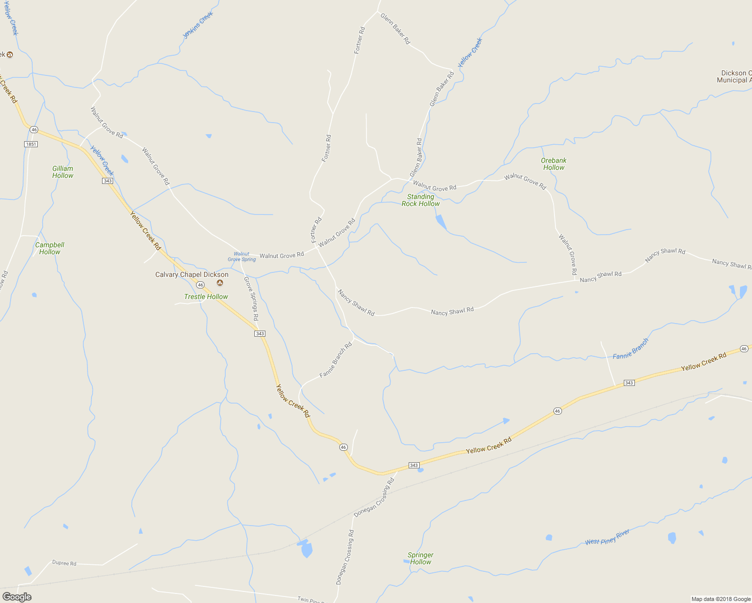 map of restaurants, bars, coffee shops, grocery stores, and more near 1058 Nancy Shawl Road in Dickson