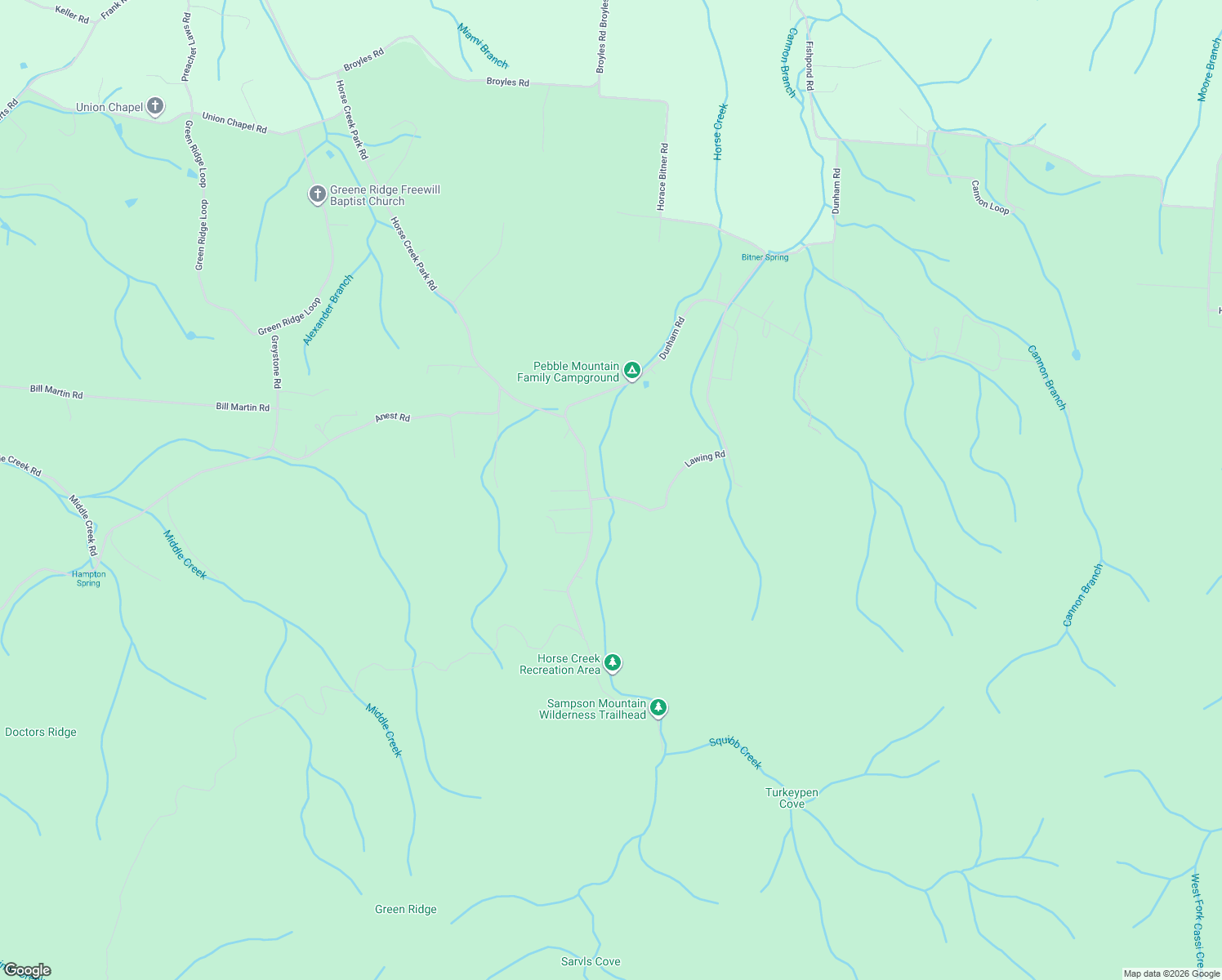 map of restaurants, bars, coffee shops, grocery stores, and more near 65 Lawing Road in Chuckey