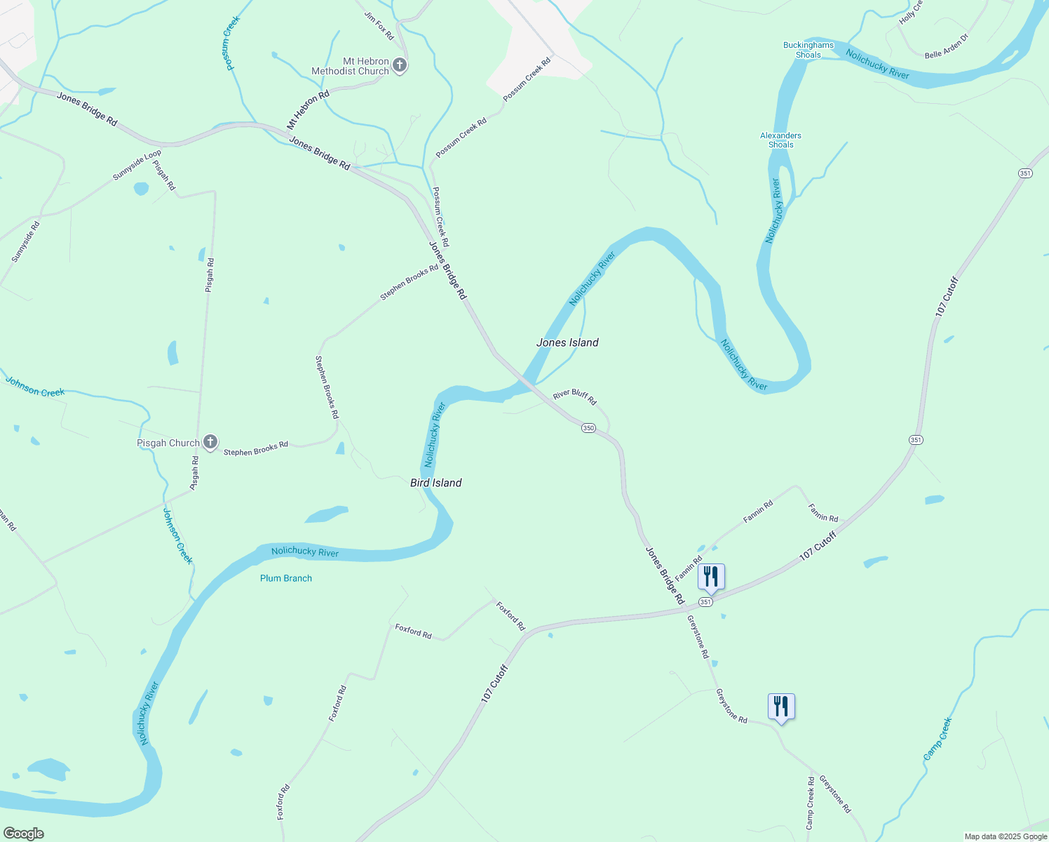 map of restaurants, bars, coffee shops, grocery stores, and more near 71 Nolichuckey Overlook in Greeneville