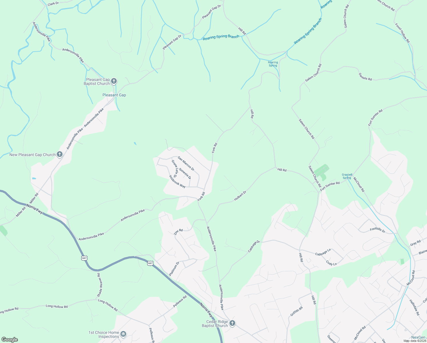 map of restaurants, bars, coffee shops, grocery stores, and more near 4502 York Road in Knoxville