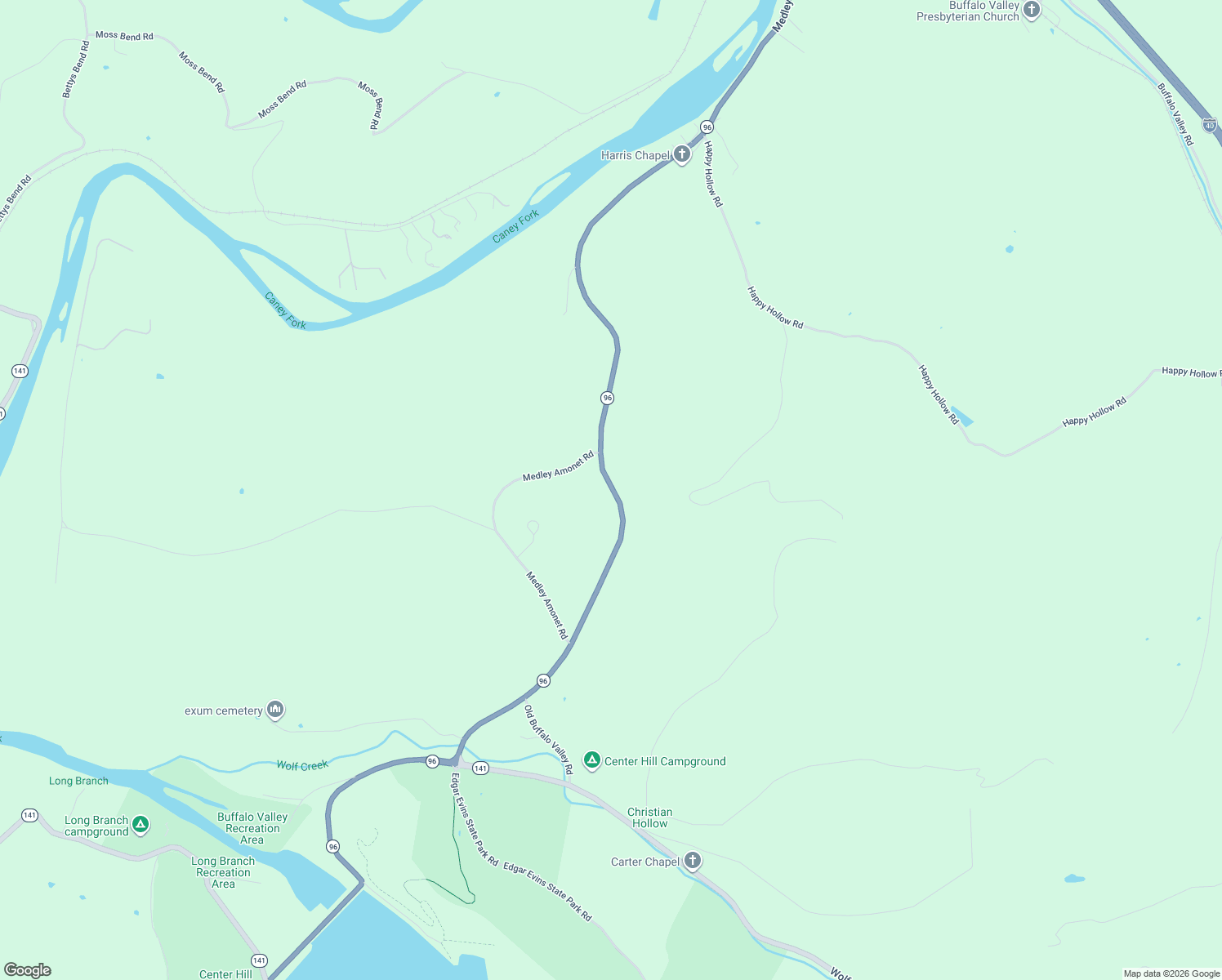 map of restaurants, bars, coffee shops, grocery stores, and more near 7775 Medley Amonet Road in Buffalo Valley