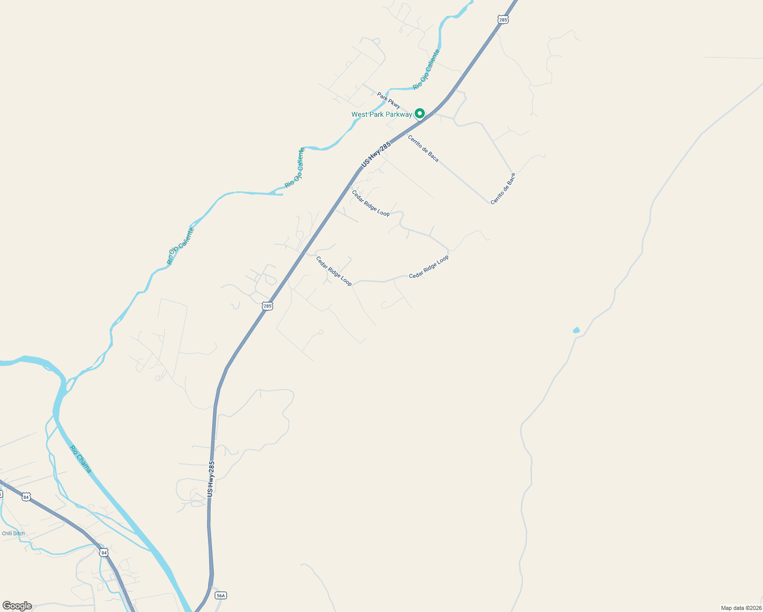 map of restaurants, bars, coffee shops, grocery stores, and more near 64 Cedar Ridge Loop in Medanales