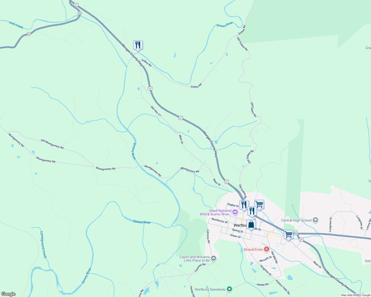 map of restaurants, bars, coffee shops, grocery stores, and more near 100 Old Highway 27 in Lancing