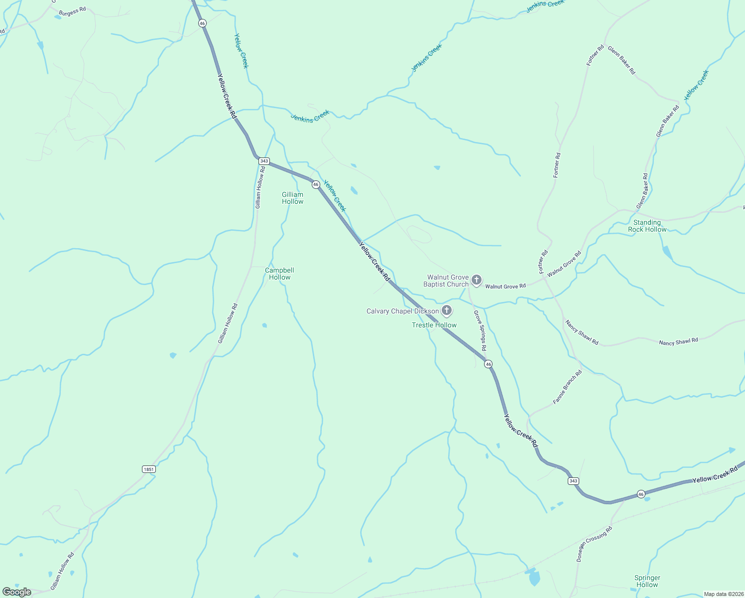 map of restaurants, bars, coffee shops, grocery stores, and more near 1651 Yellow Creek Road in Dickson