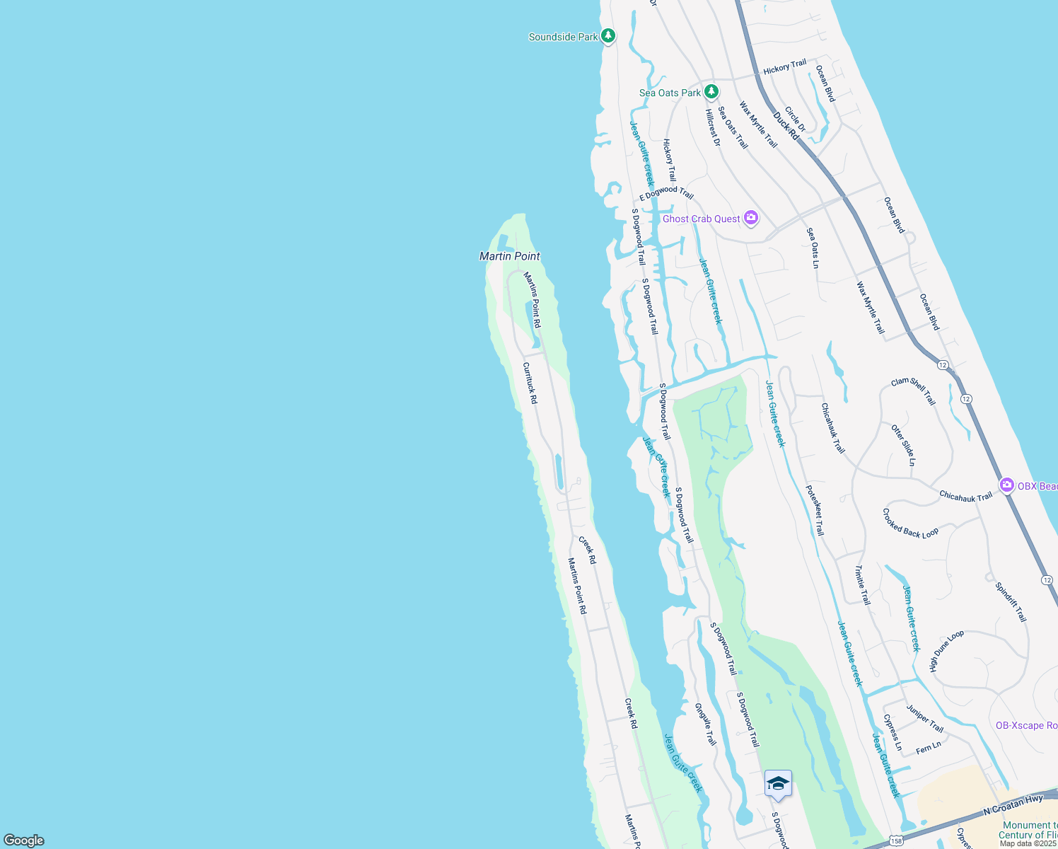 map of restaurants, bars, coffee shops, grocery stores, and more near 6052 Currituck Road in Kitty Hawk