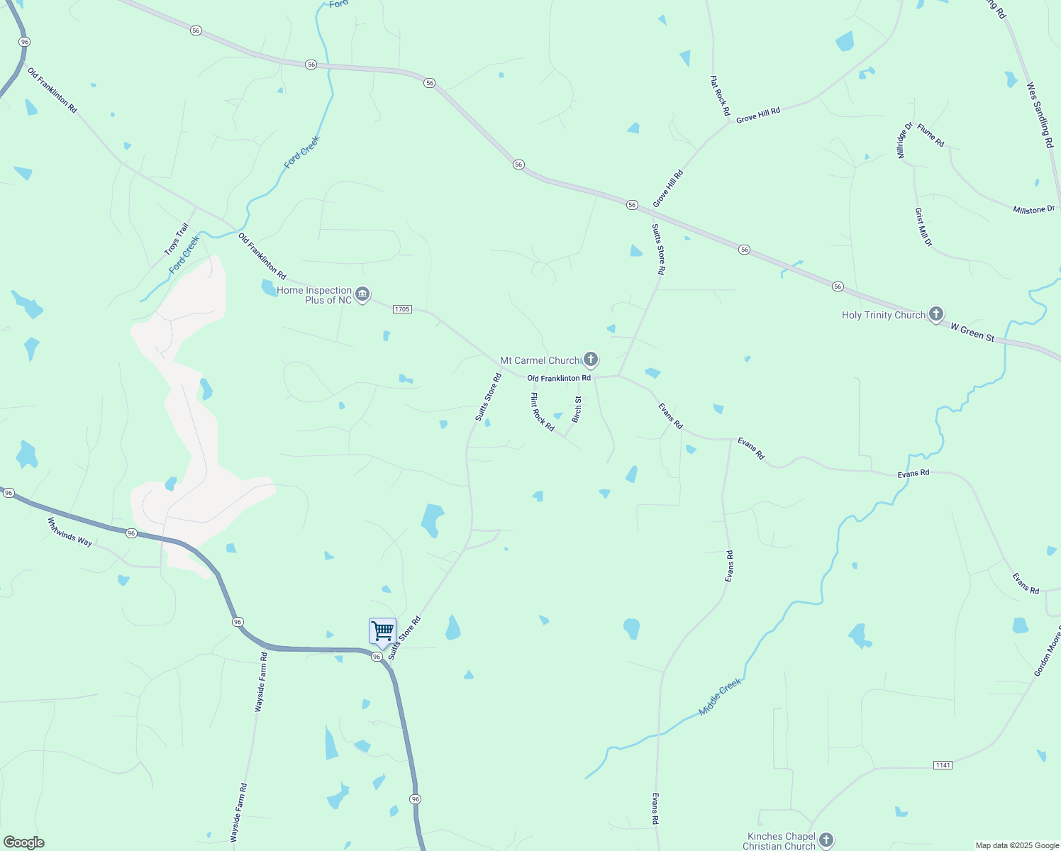map of restaurants, bars, coffee shops, grocery stores, and more near 2051 Flint Rock Road in Franklinton