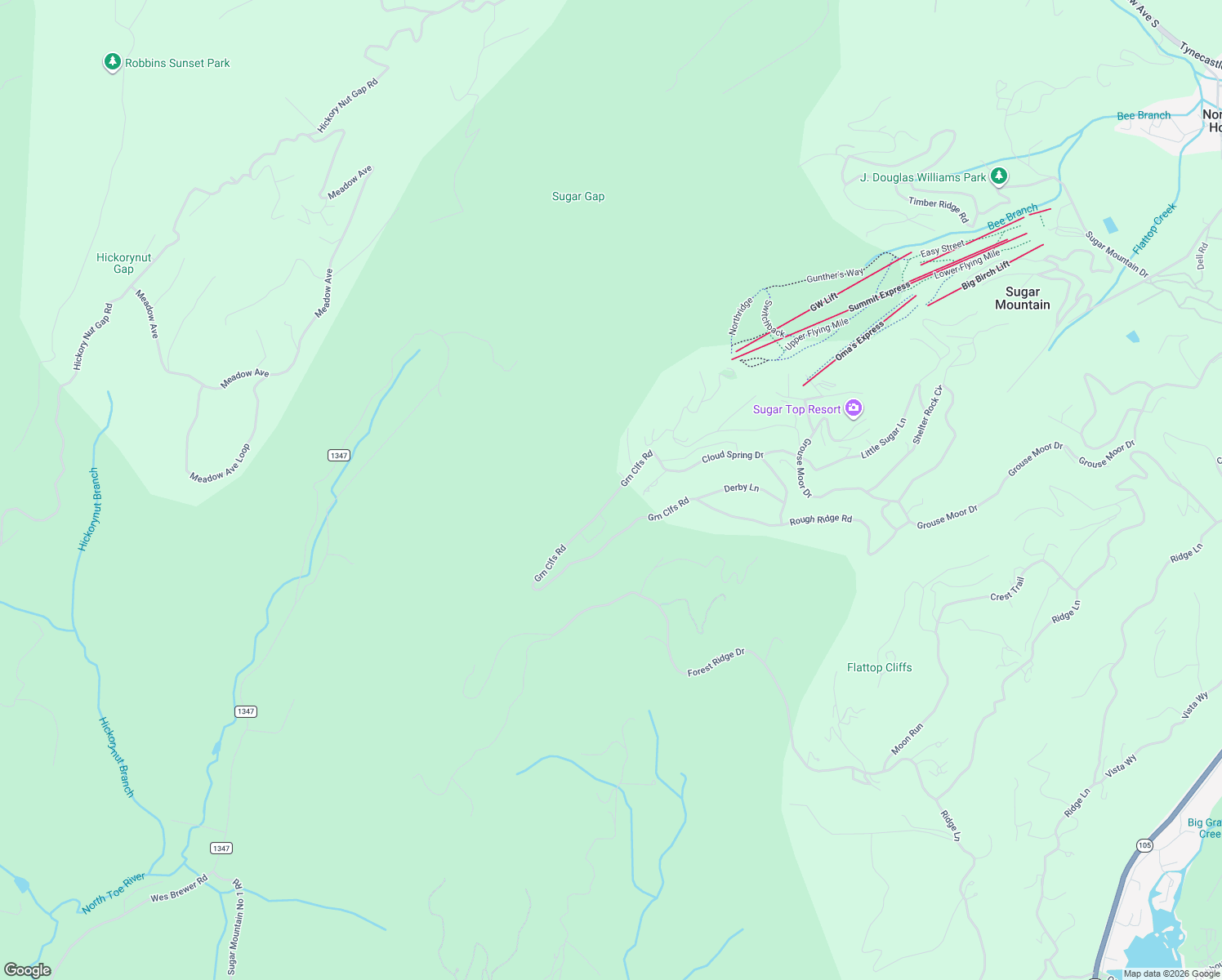 map of restaurants, bars, coffee shops, grocery stores, and more near 150 Cloud Spring Drive in Sugar Mountain