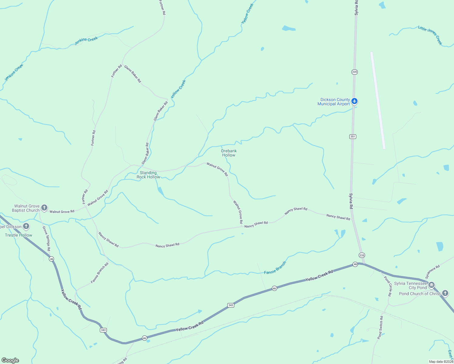 map of restaurants, bars, coffee shops, grocery stores, and more near 1128 Walnut Grove Road in Dickson