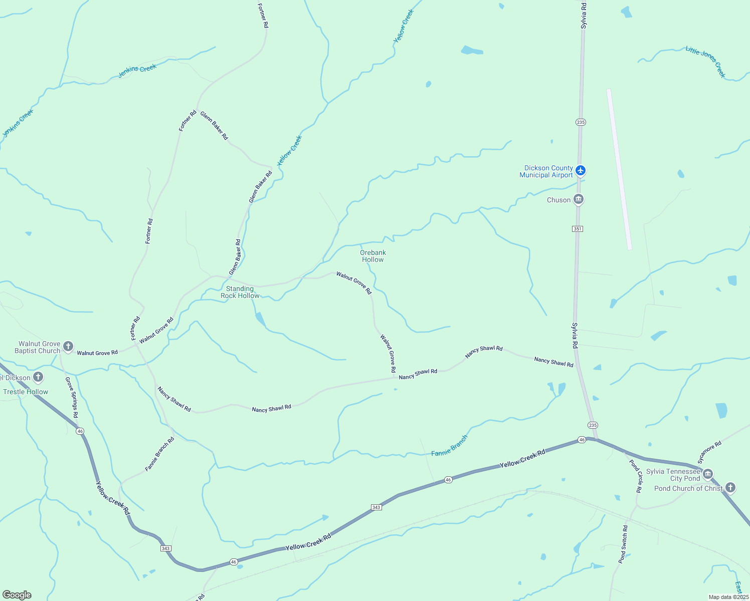 map of restaurants, bars, coffee shops, grocery stores, and more near 1128 Walnut Grove Road in Dickson