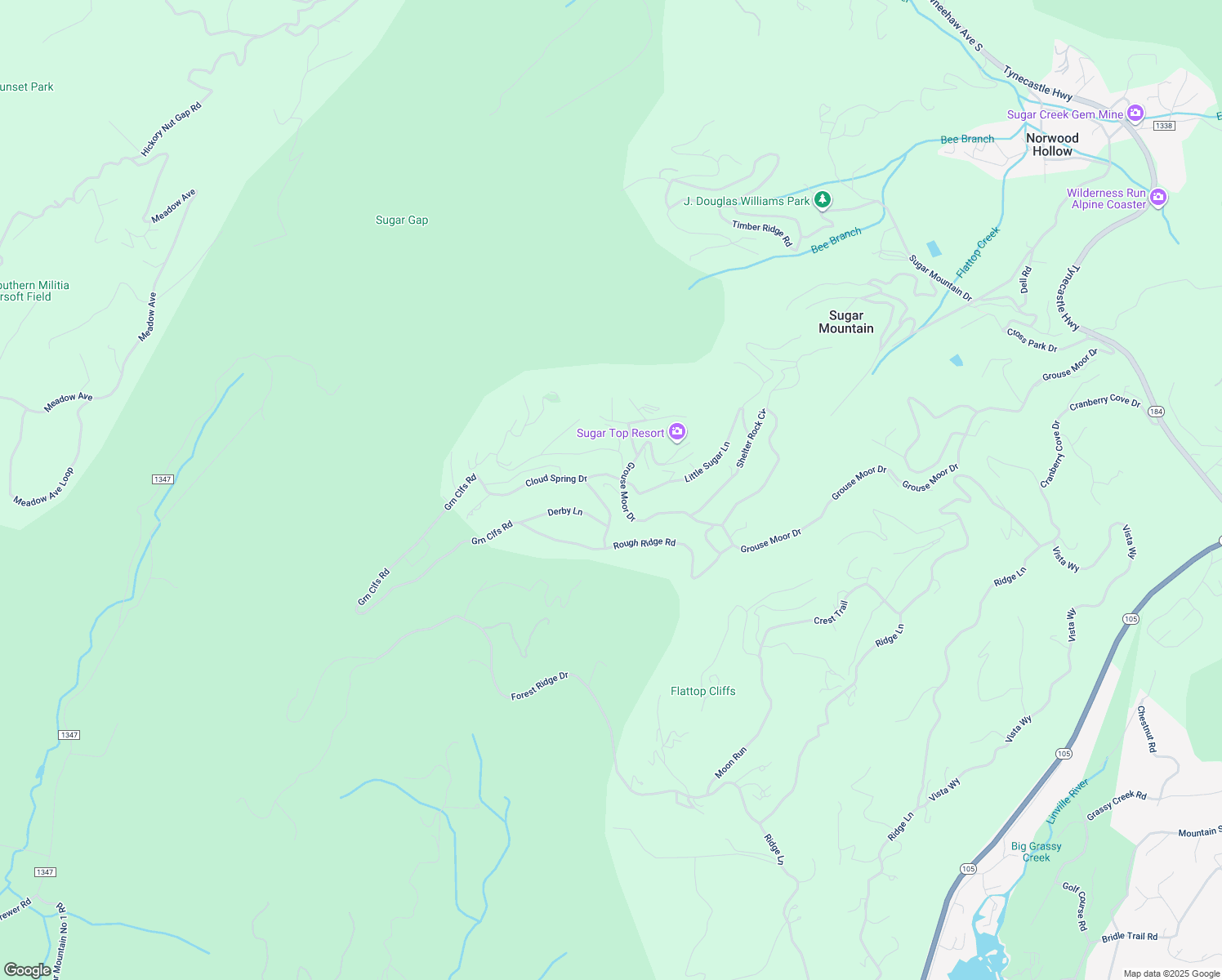 map of restaurants, bars, coffee shops, grocery stores, and more near 303 Sugar Top Drive in Sugar Mountain