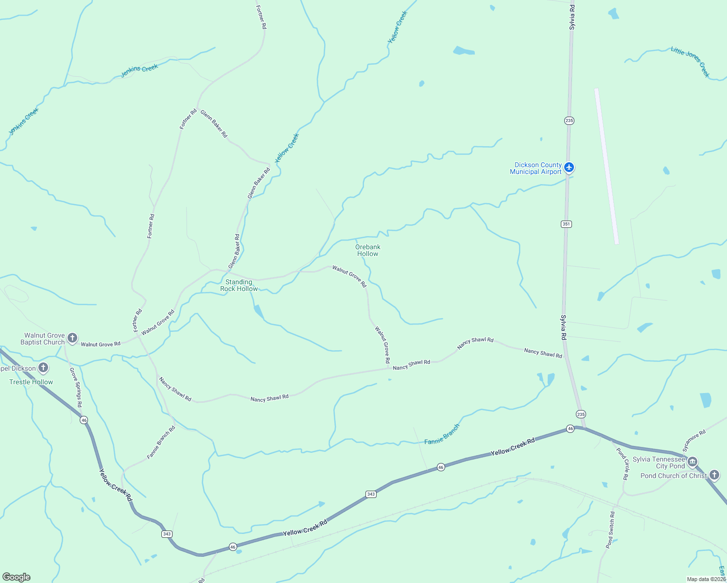 map of restaurants, bars, coffee shops, grocery stores, and more near 1128 Walnut Grove Road in Dickson