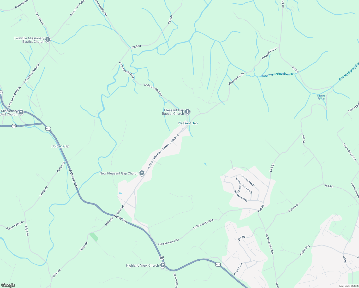 map of restaurants, bars, coffee shops, grocery stores, and more near 9132 Andersonville Pike in Powell