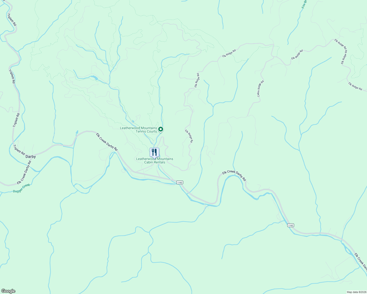 map of restaurants, bars, coffee shops, grocery stores, and more near Granny's Ridge Road in Wilkes County