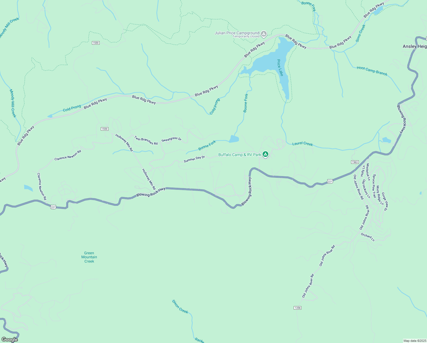map of restaurants, bars, coffee shops, grocery stores, and more near 322 Summer Haven Lane in Blowing Rock