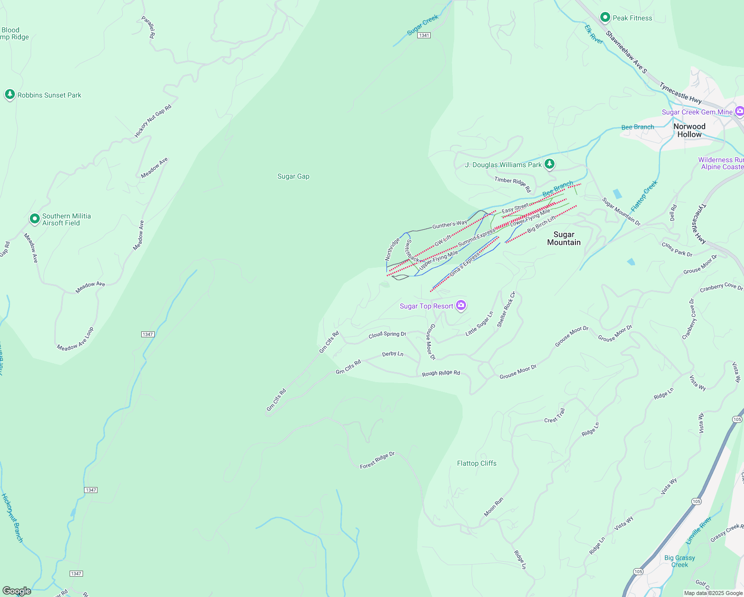 map of restaurants, bars, coffee shops, grocery stores, and more near 983 Craggy Point in Sugar Mountain