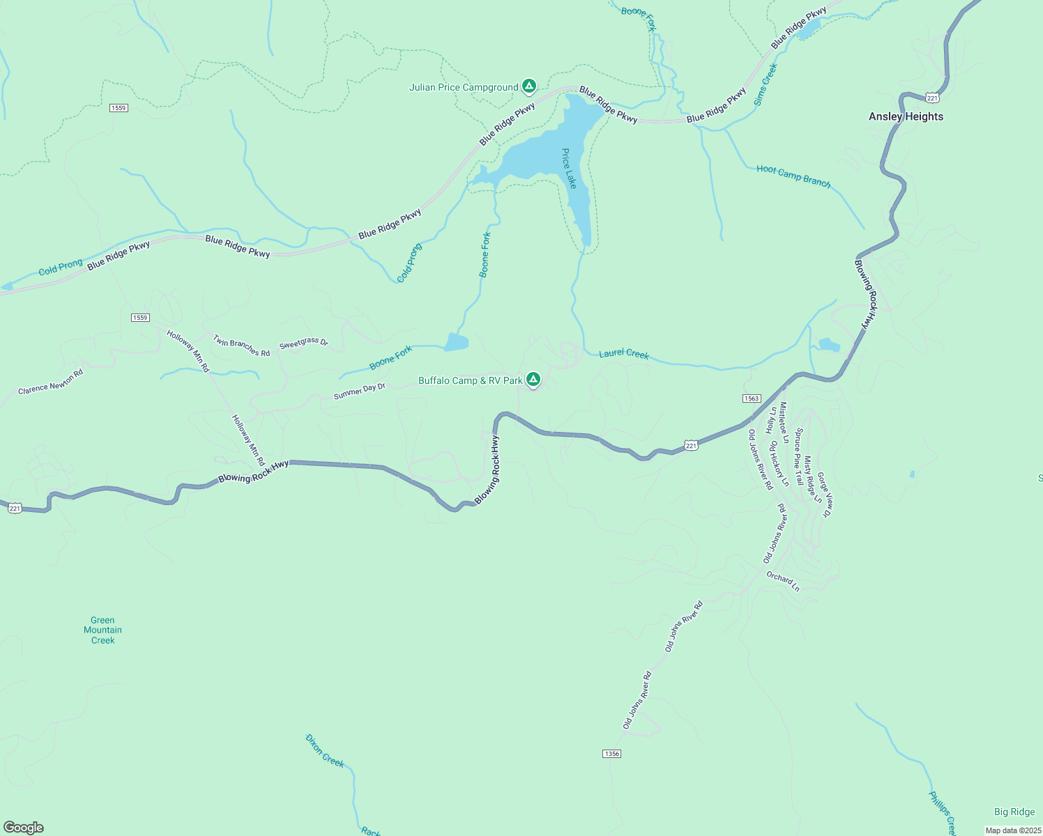 map of restaurants, bars, coffee shops, grocery stores, and more near 5174 U.S. 221 in Blowing Rock
