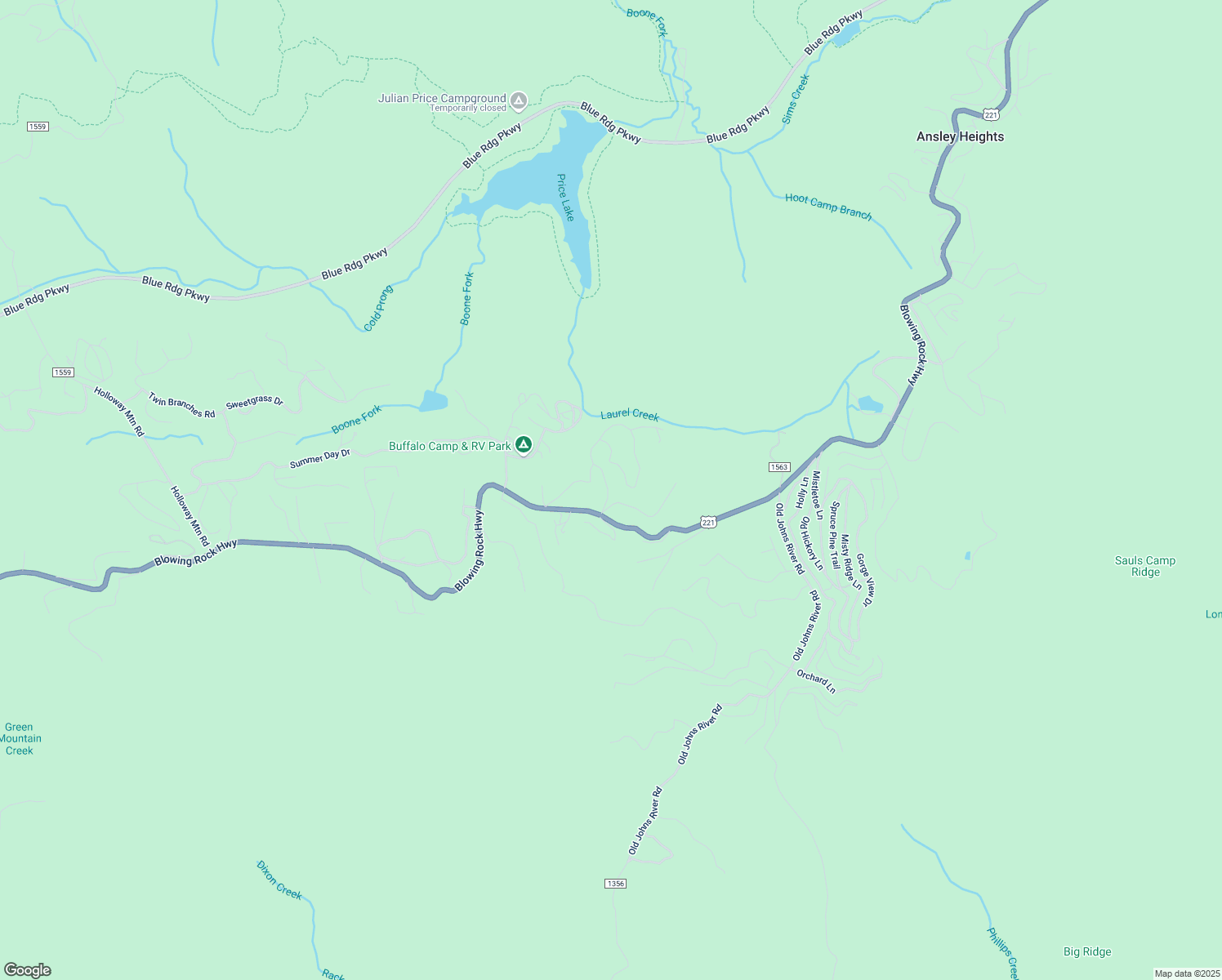 map of restaurants, bars, coffee shops, grocery stores, and more near 182 Fair Park Drive in Blowing Rock